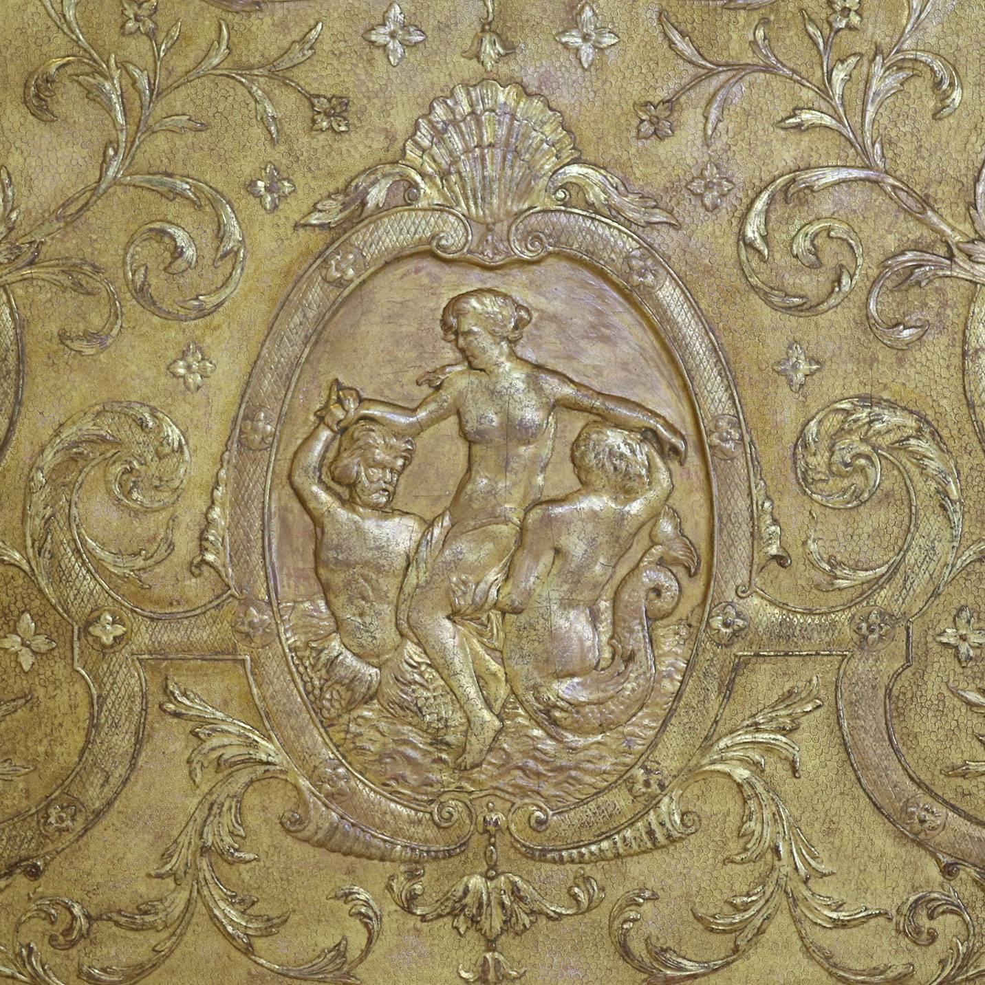 Italian Rococo Gilded Gesso Bed with Mermaids and Eagles WK75