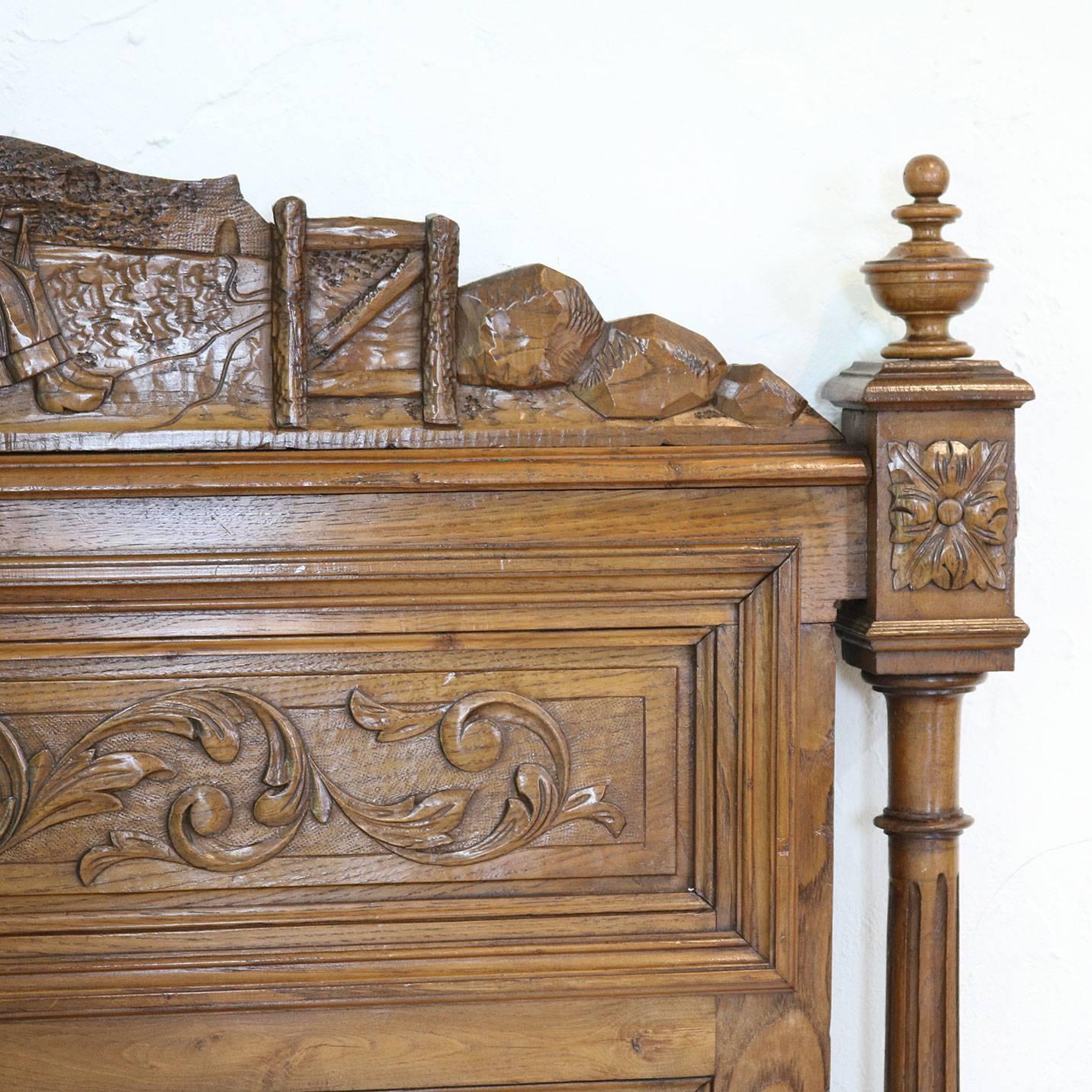 Carved Oak Breton Bed WK76 3