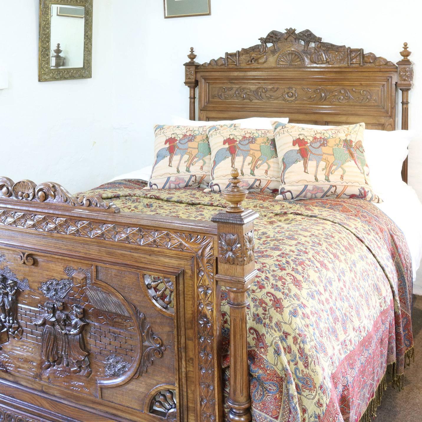 French Carved Oak Breton Bed WK76