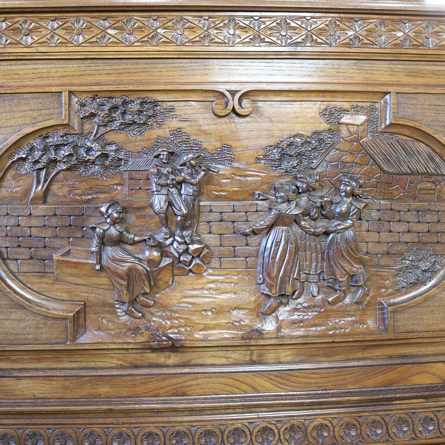 19th Century Carved Oak Breton Bed WK76