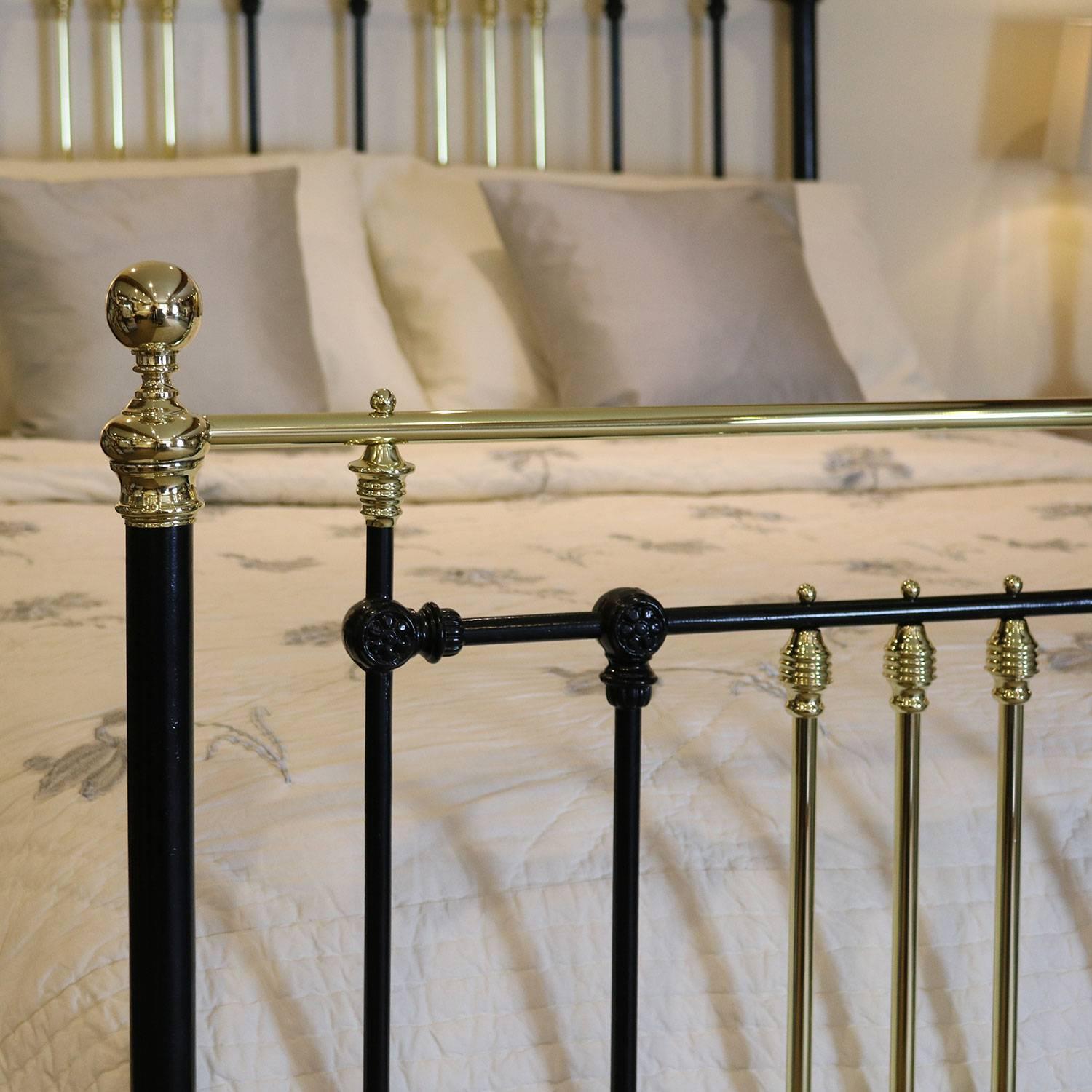 19th Century Brass and Iron Bed in Black MK115