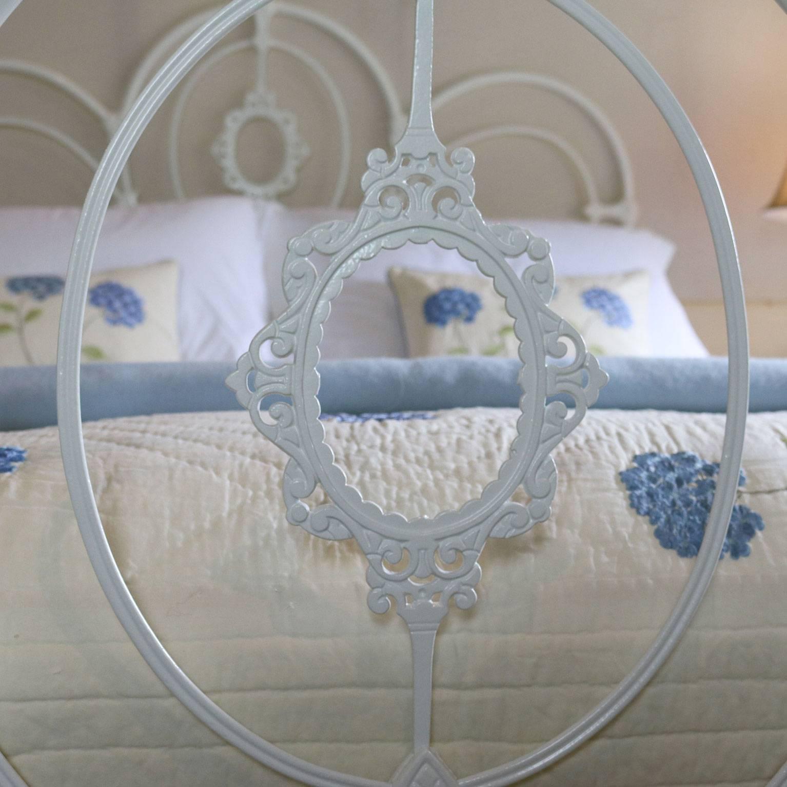 19th Century Cast Iron Bed in White MK116