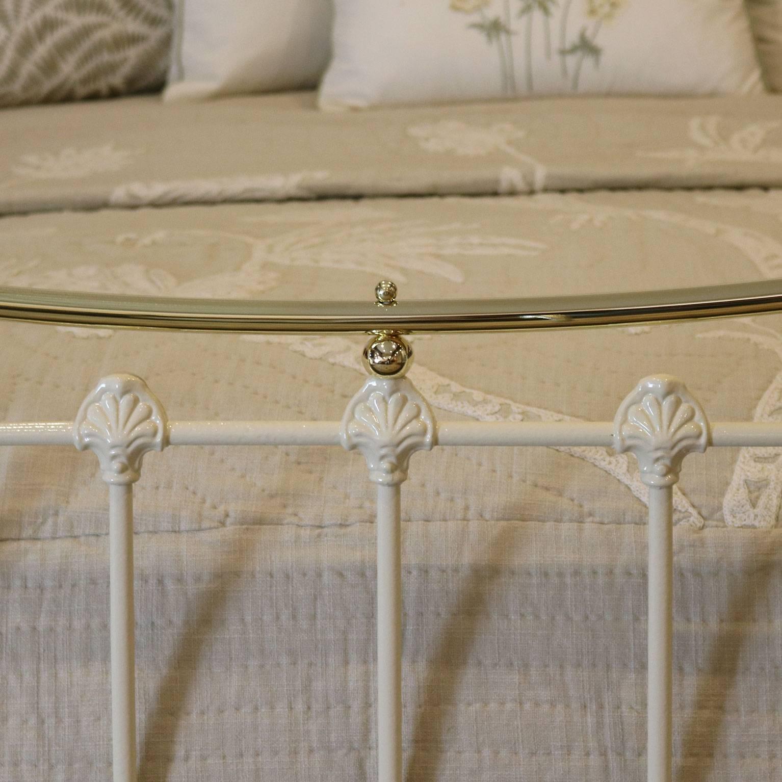 Wide Brass and Iron Bed in Cream MSK39 1