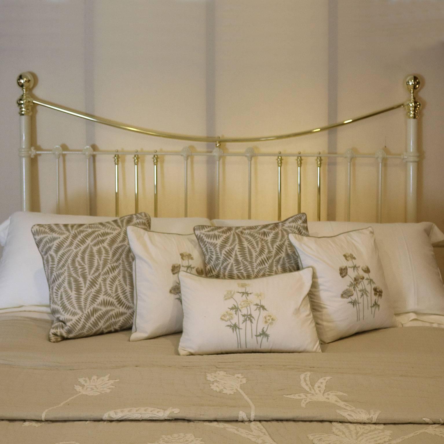 Wide Brass and Iron Bed in Cream MSK39 2