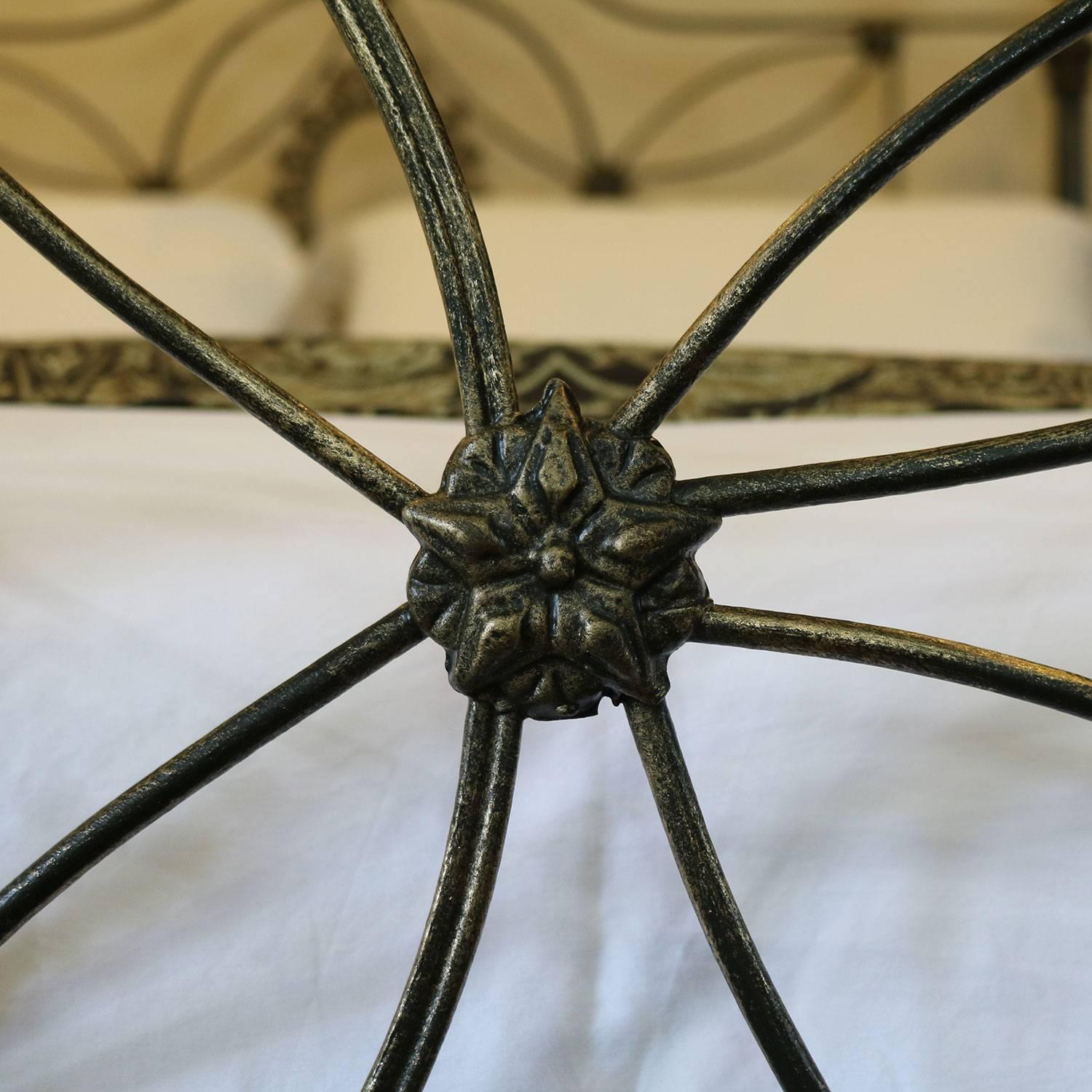 Brass Cast Iron Bed finished in Green with Gold Highlighting MK118