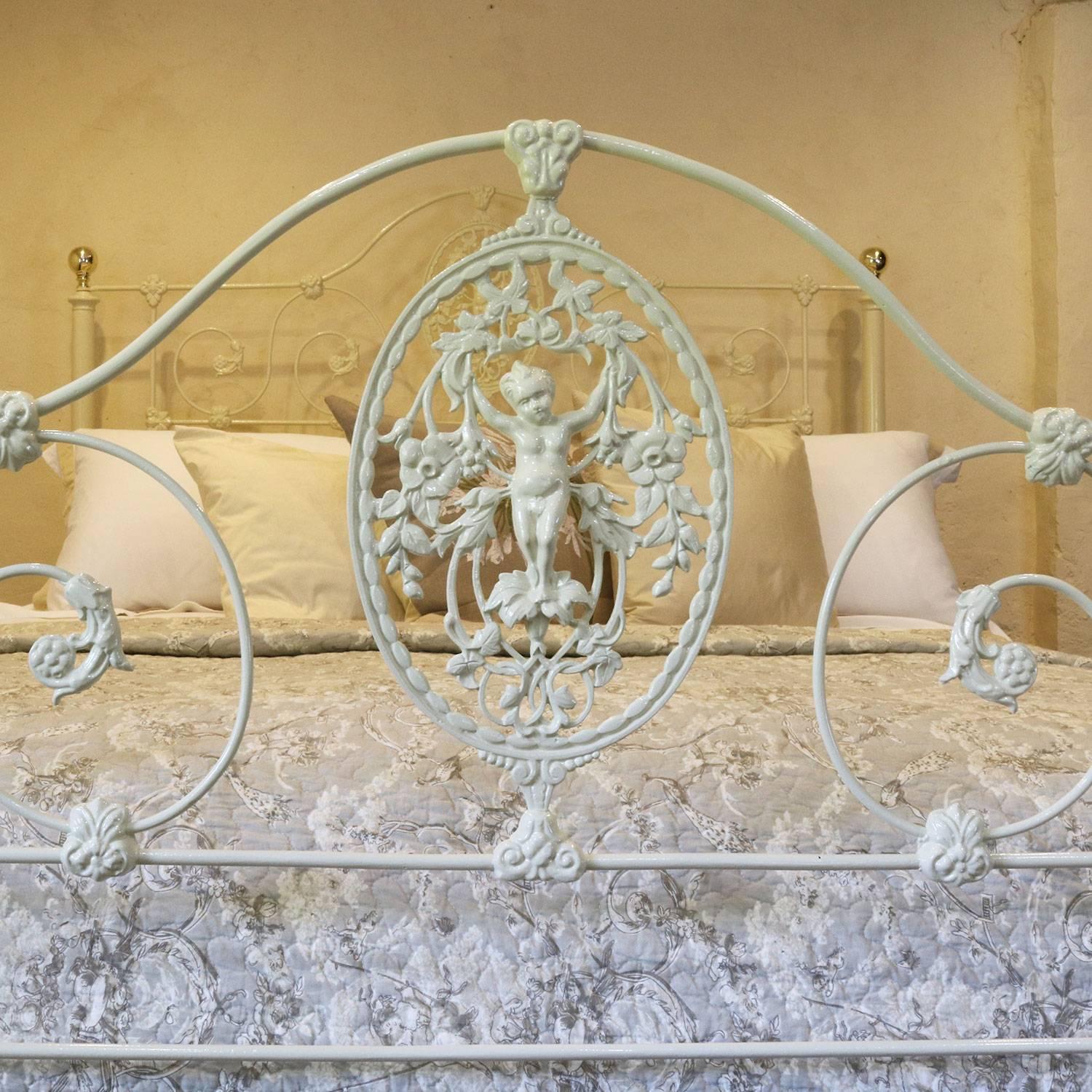 Victorian Fine Cast Iron Bed with Cherub Decoration Mk120
