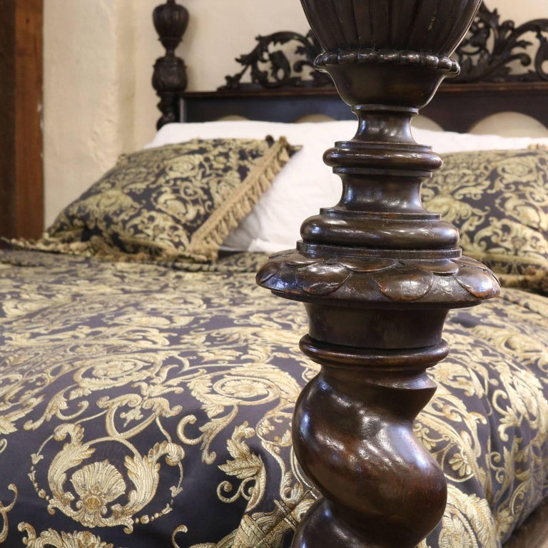 Wide Italian Bedstead in Dark Walnut, WK82 at 1stdibs