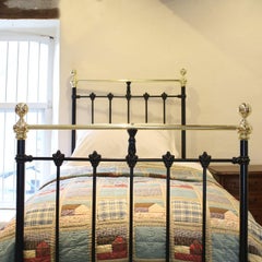 Brass and Iron Single Bedstead in Black, MS29
