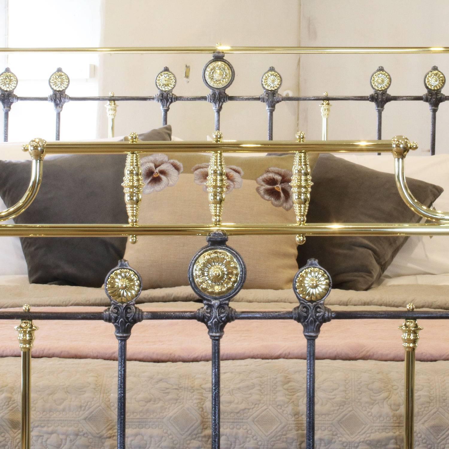 Victorian Brass and Iron Decorative Bedstead in Charcoal, MK134
