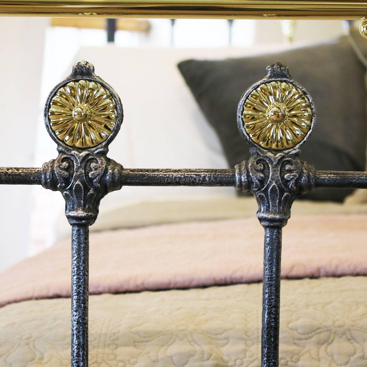 19th Century Brass and Iron Decorative Bedstead in Charcoal, MK134