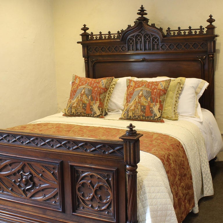 Gothic Style Antique Bed in Walnut, WK102 at 1stdibs