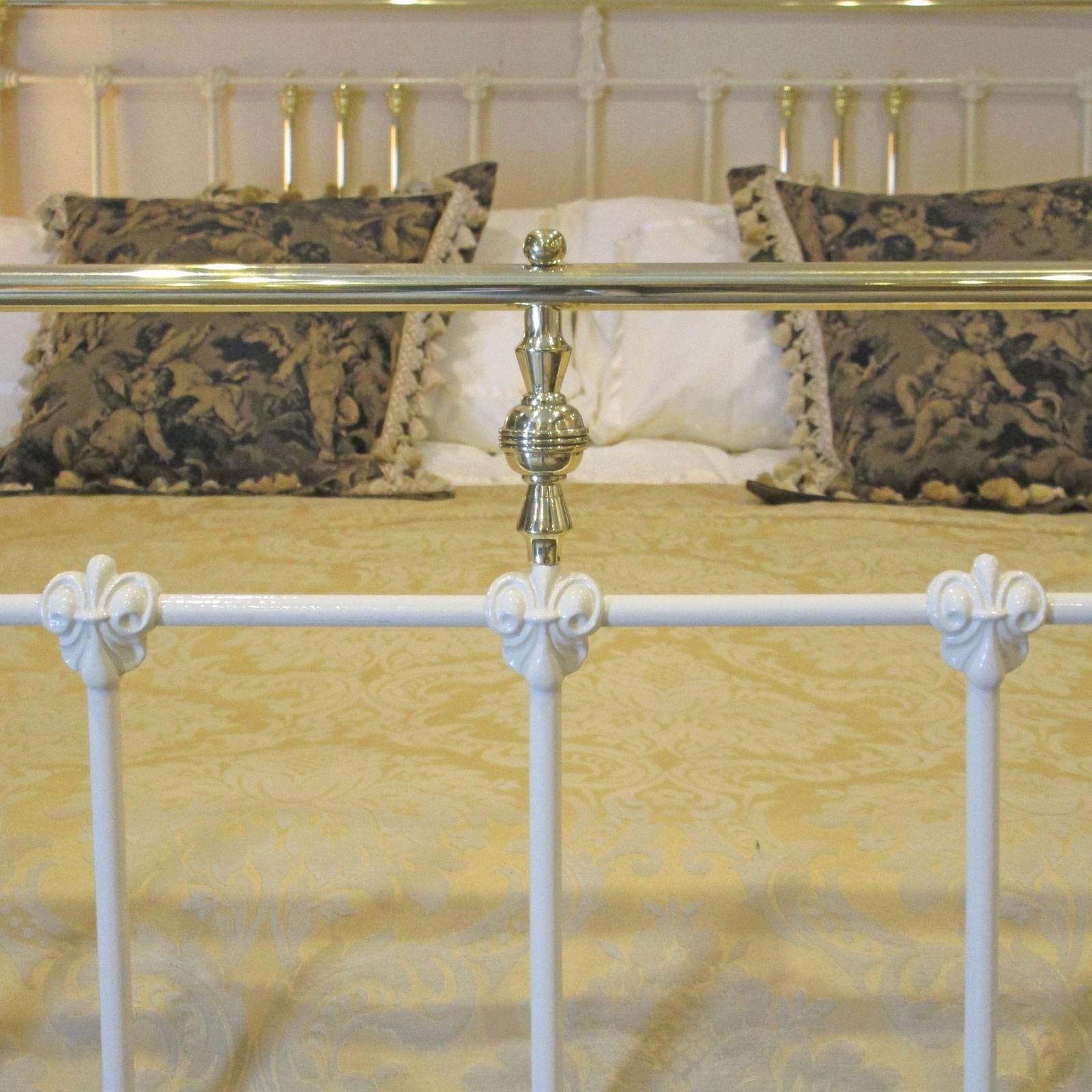 A decorative Victorian bed adapted from an original frame with brass top rails, knee caps and bars, circa 1890.

This bed accepts a British super king or Californian King (72 in wide) base and mattress set.

The price is for the bedstead alone,