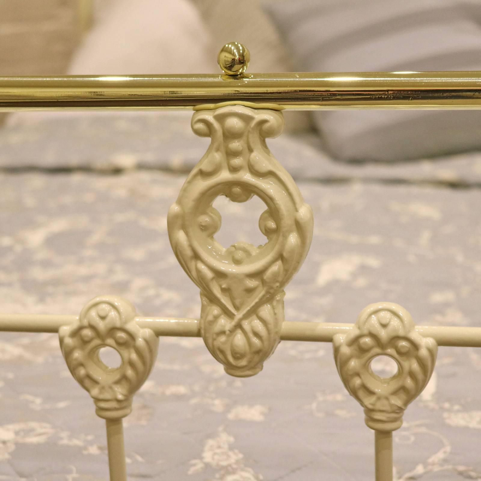 British Cream Double Brass and Iron Bed, MD35