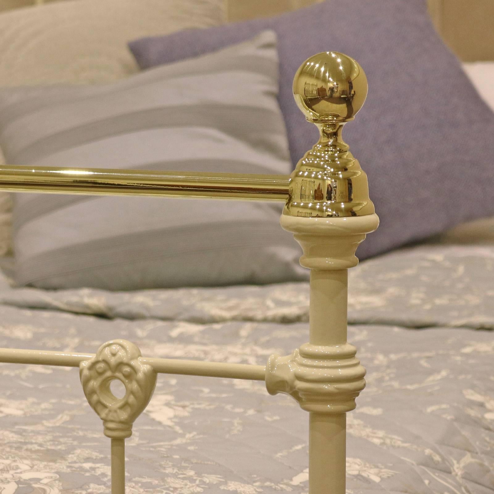 Cast Cream Double Brass and Iron Bed, MD35