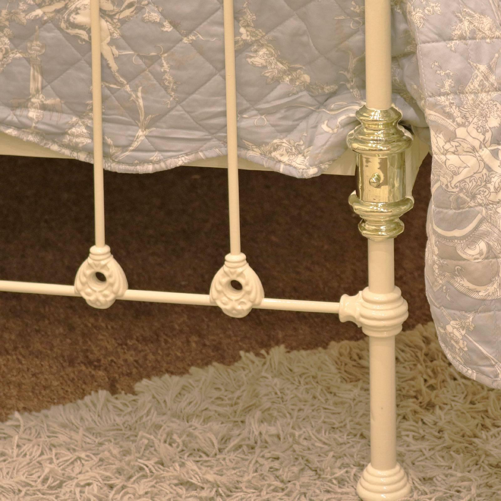 Cream Double Brass and Iron Bed, MD35 1