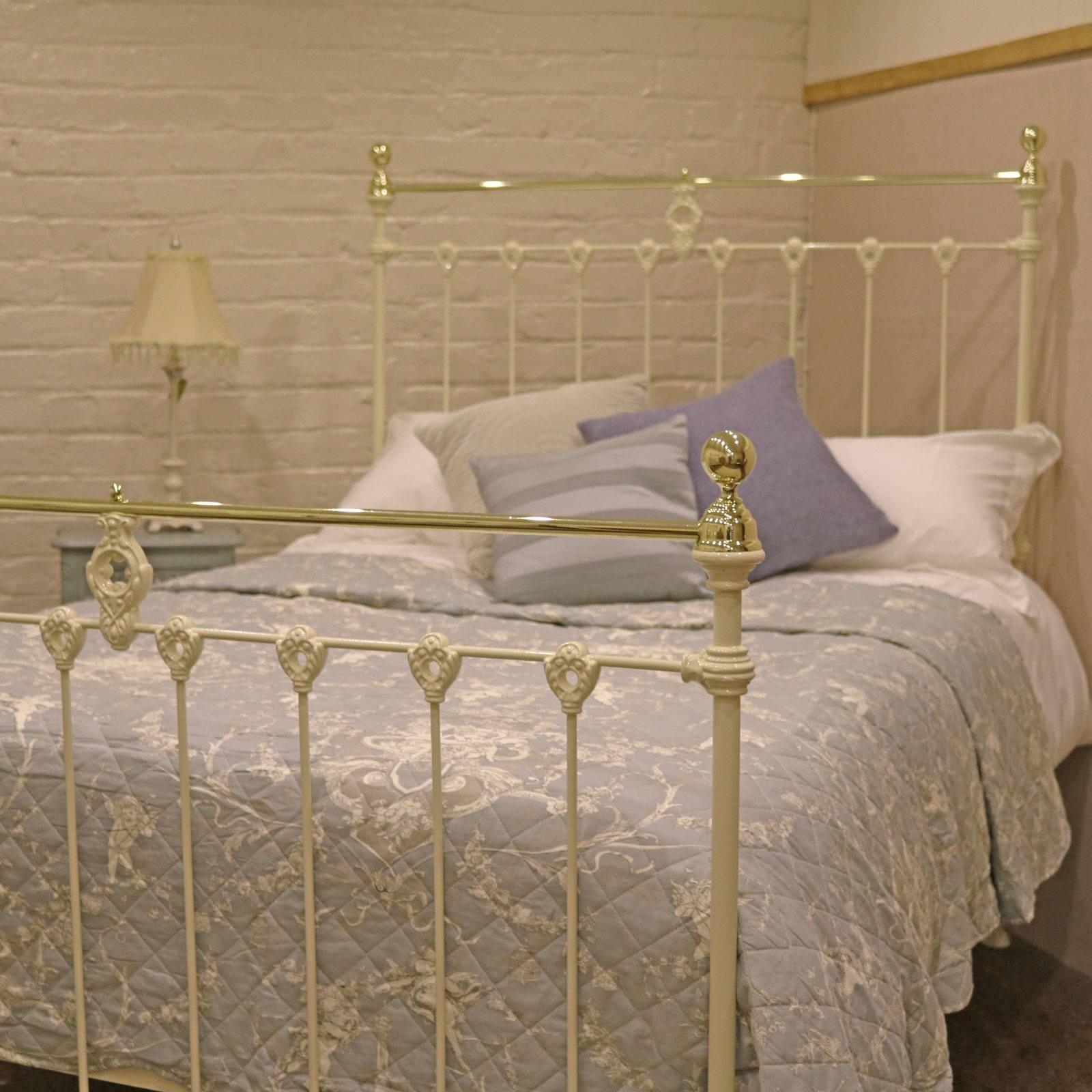 Cream Double Brass and Iron Bed, MD35 2