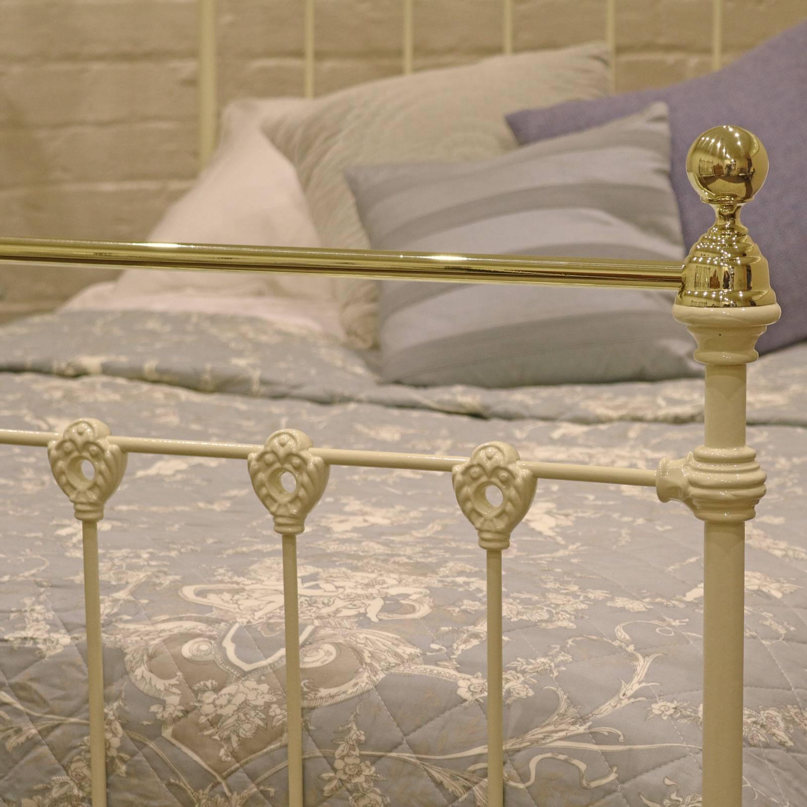 Cream Double Brass and Iron Bed, MD35 3