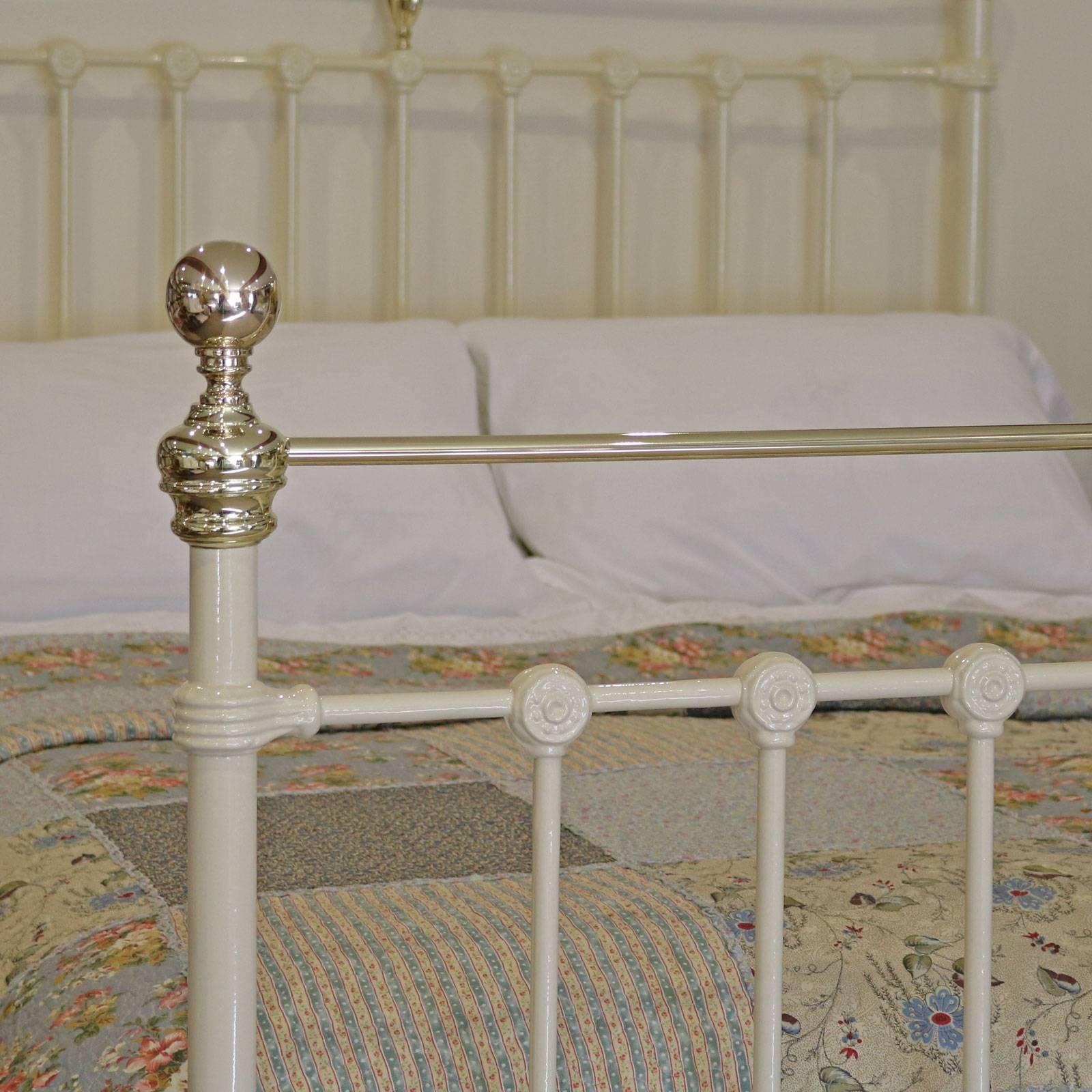 British Victorian Cast Iron and Brass Bed, MK59