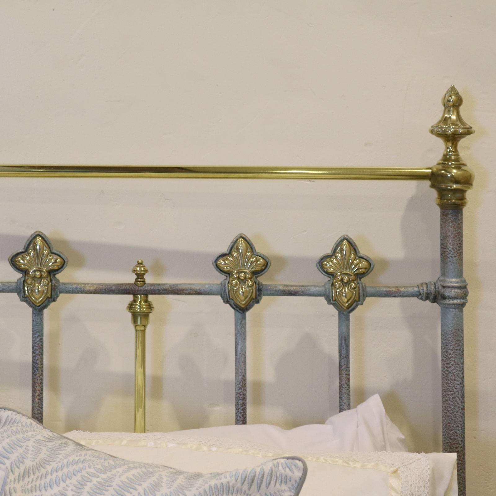 Blue Verdigris Decorative Brass and Iron Bed 3