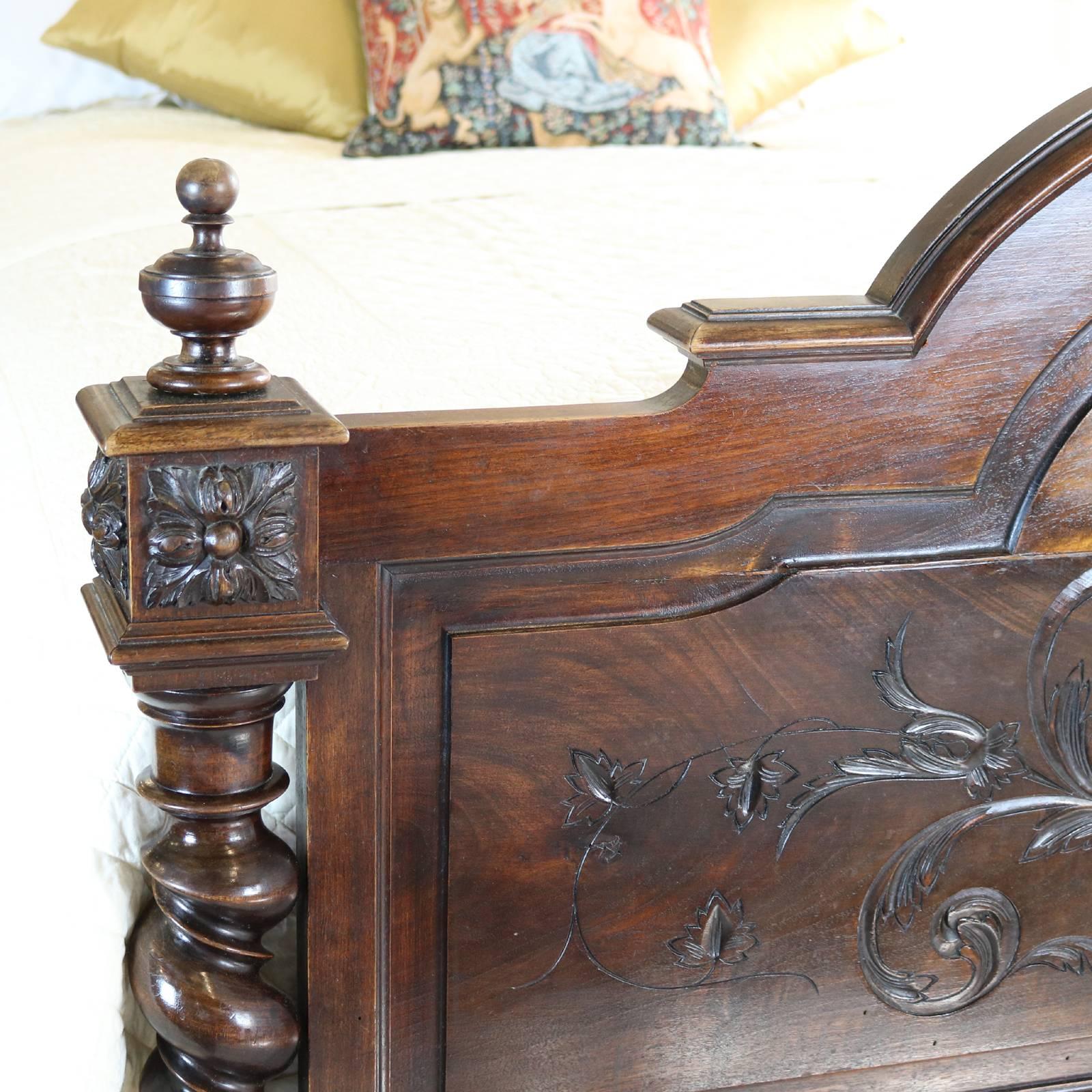 Louis XIII French Chateau Bed in Walnut