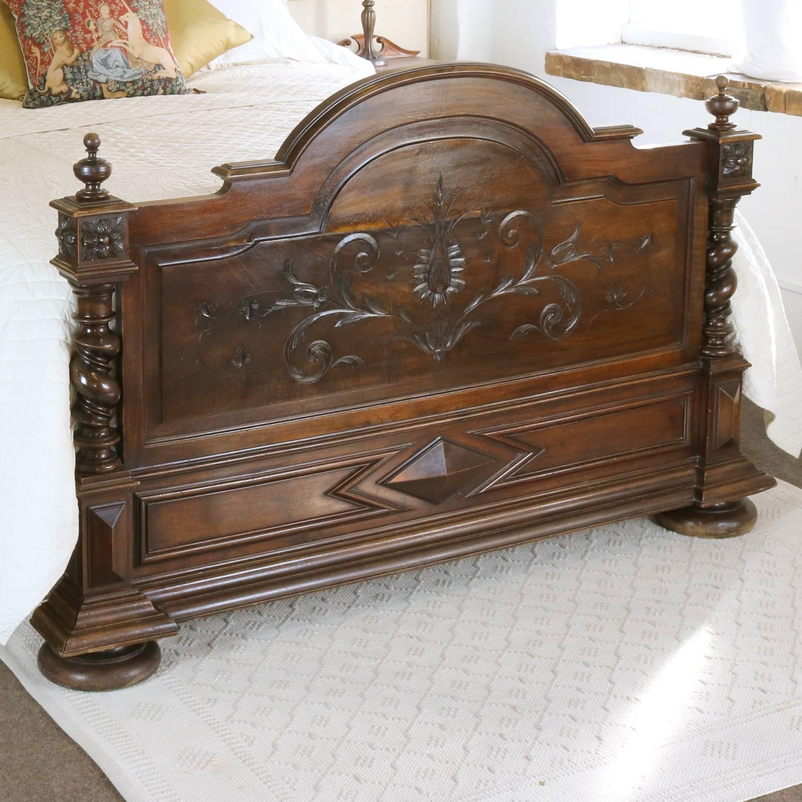 19th Century French Chateau Bed in Walnut