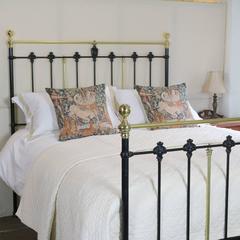 Wide Brass and Iron Bed in Black