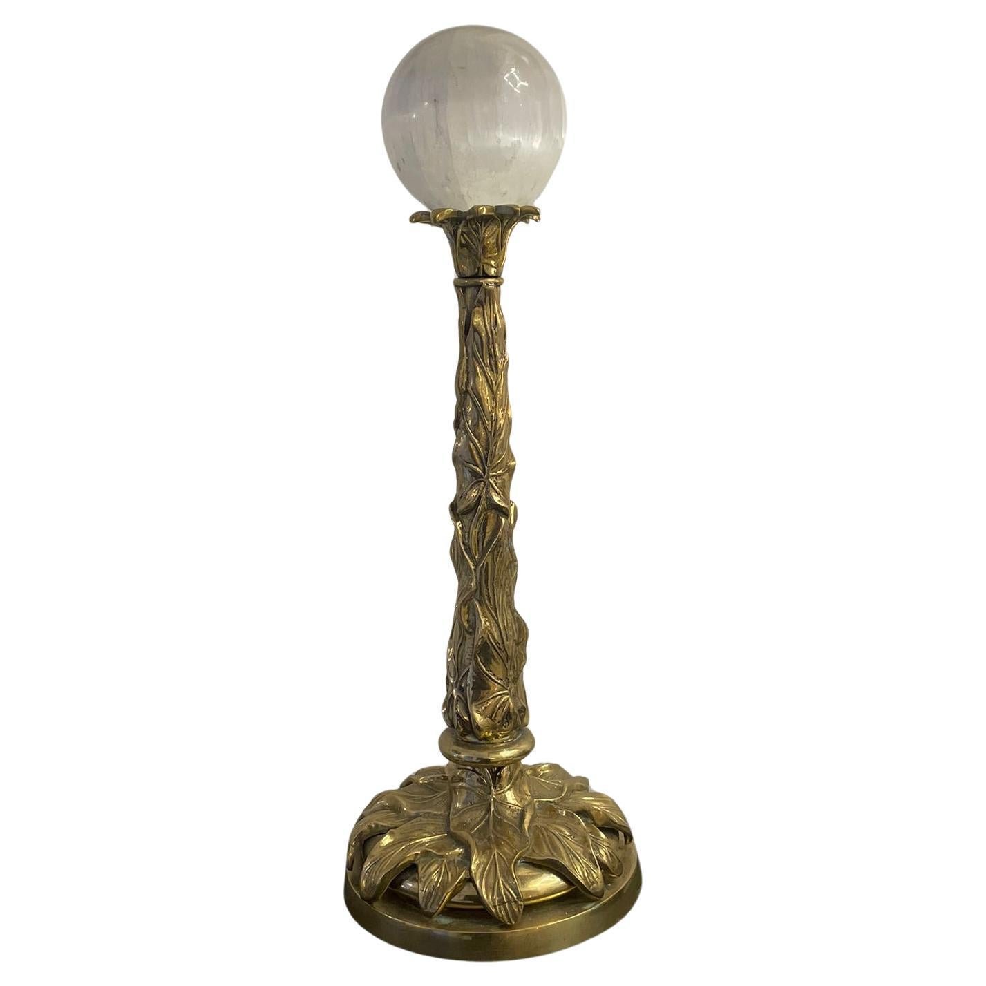The Ouarzazate Lamp - Cast Brass Lamp with Selenite Crystal Ball by Neo Kasbah