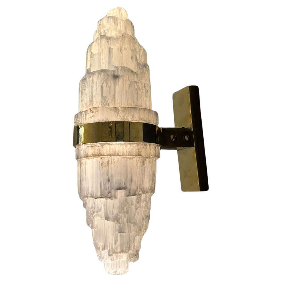 The Oukaïmeden Wall Light - Roughly Cut Selenite Set in Brass by Neo Kasbah