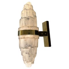 The Oukaïmeden Wall Light - Roughly Cut Selenite Set in Brass by Neo Kasbah