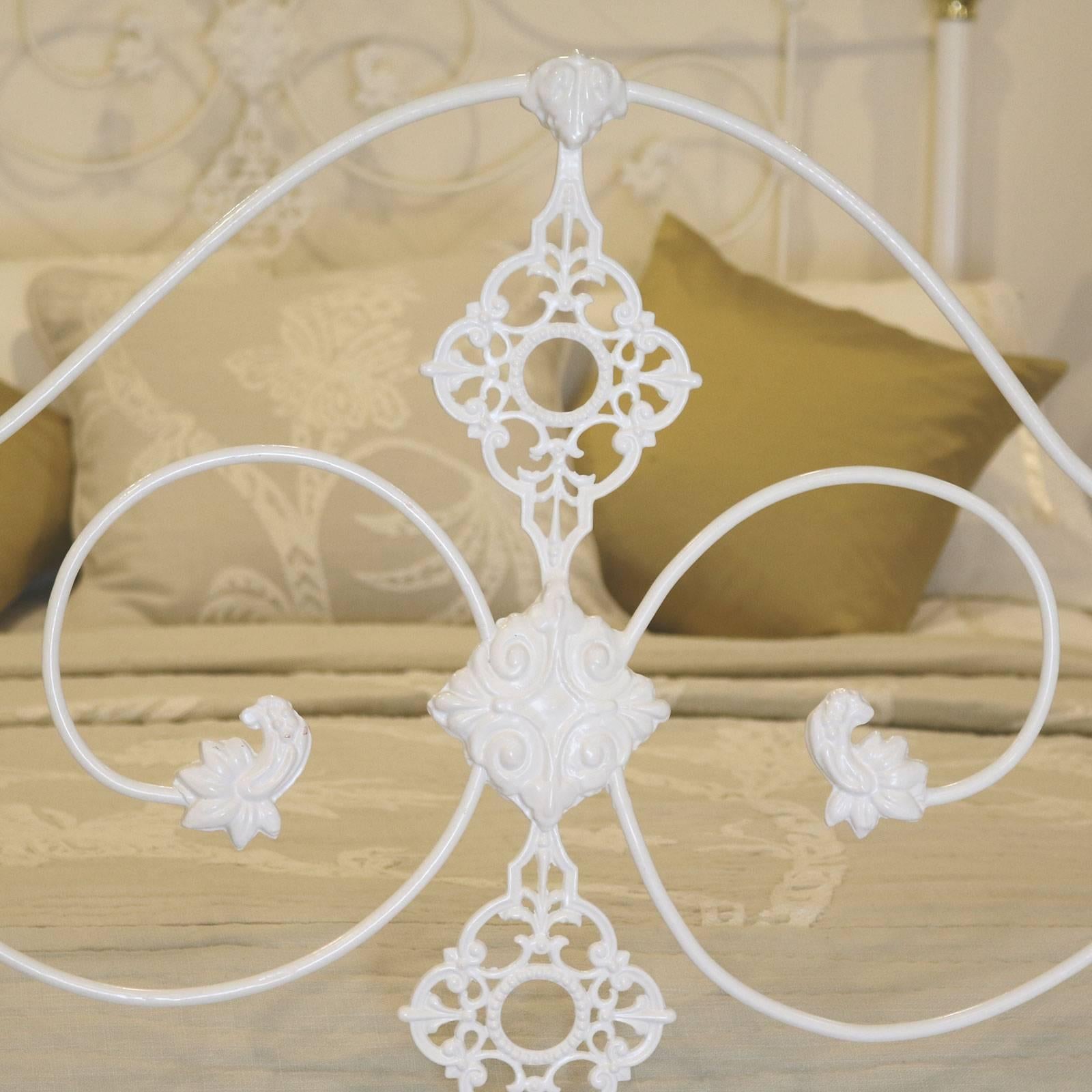 Brass Mid-Victorian Cast Iron Bed in White