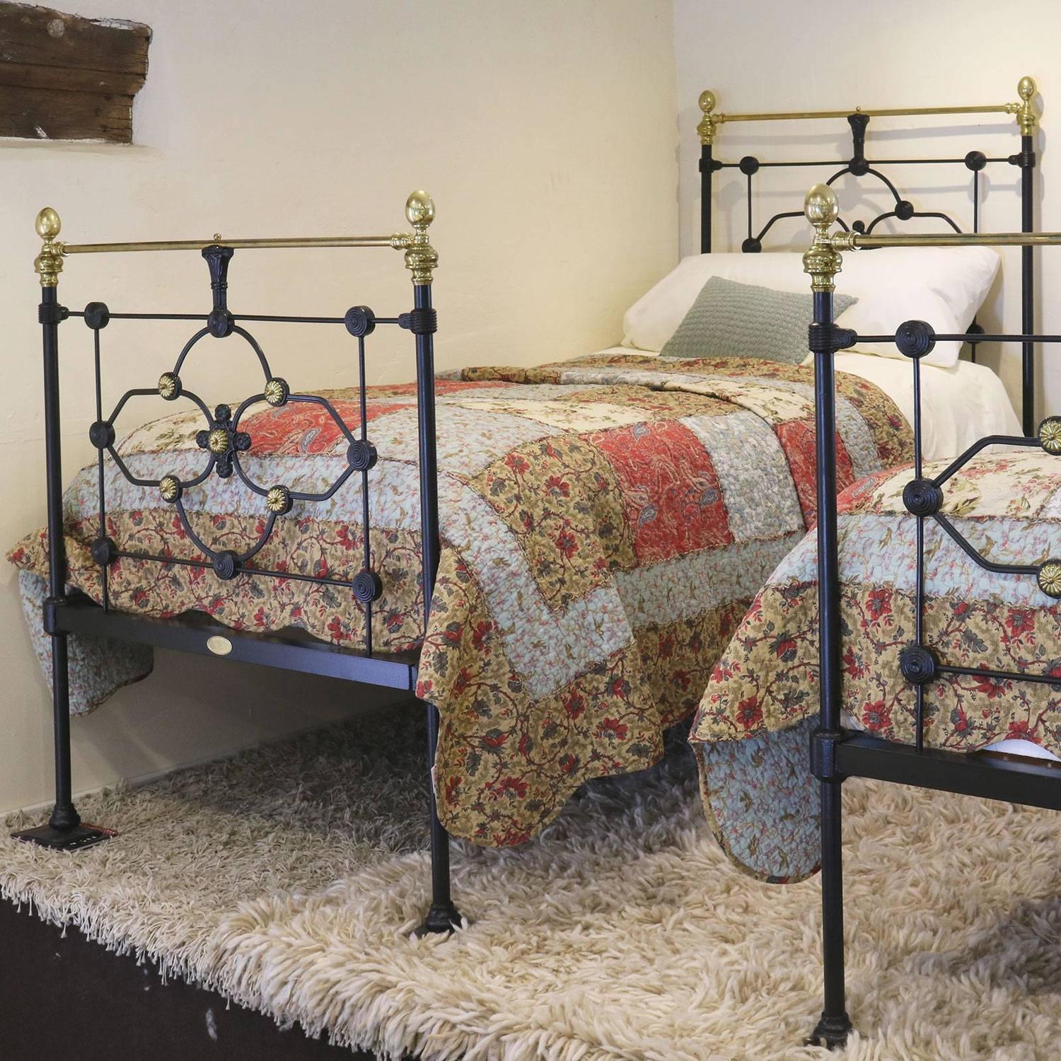Matching Pair of Cast Iron Single Beds For Sale at 1stdibs