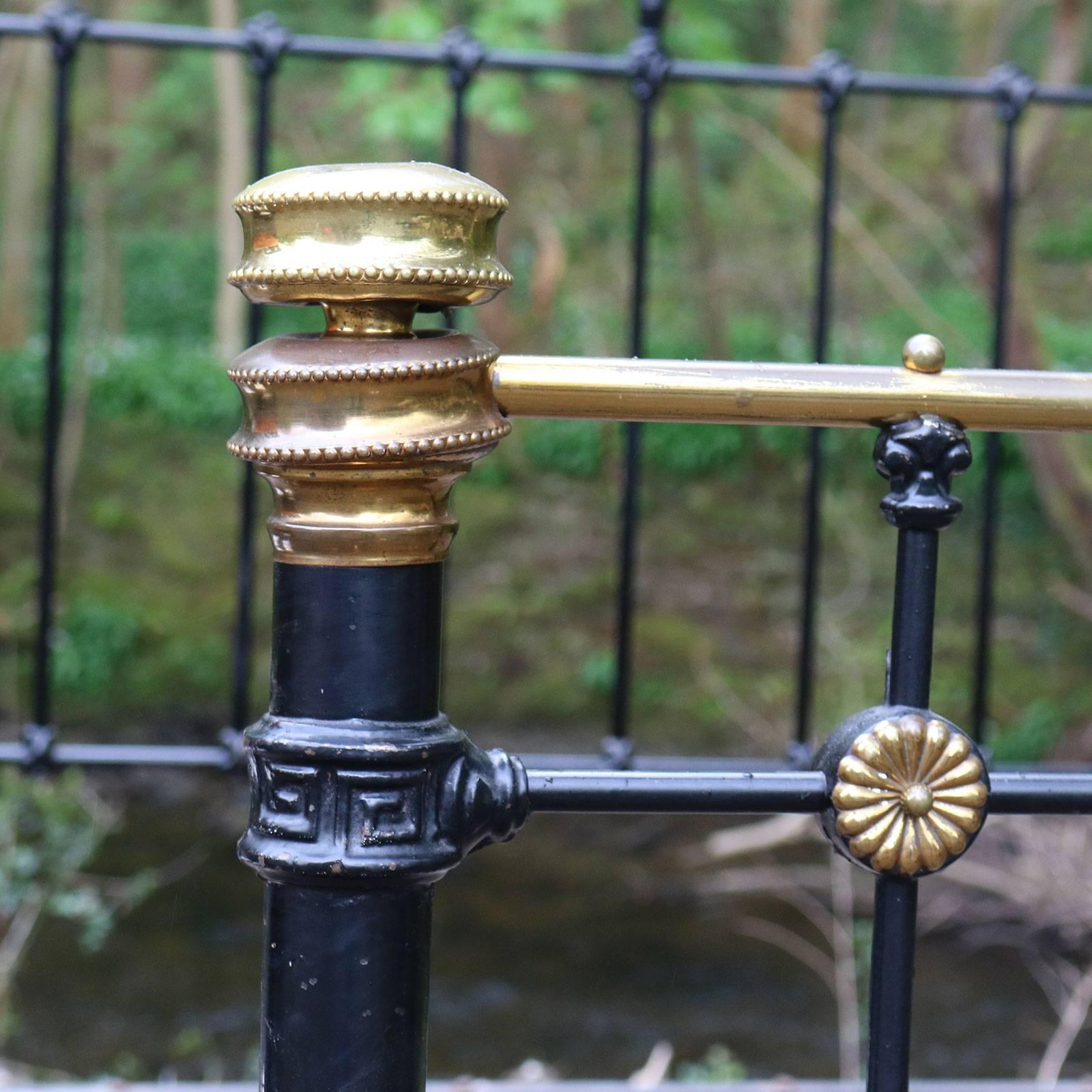 19th Century Brass and Iron Victorian Bed in Black