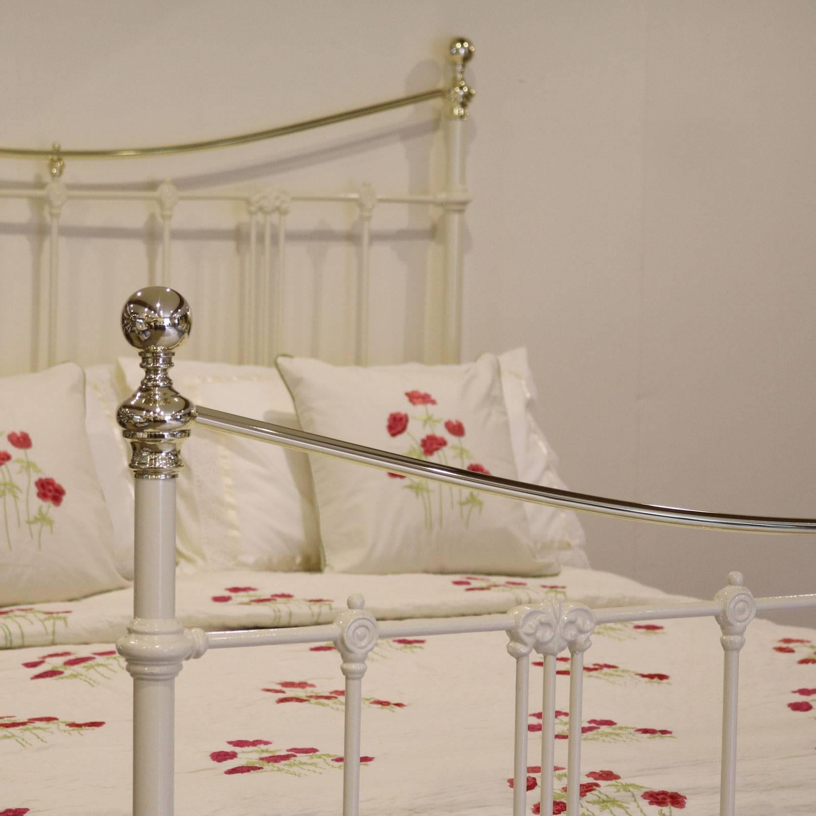Victorian Art Nouveau Style Brass and Iron Bed