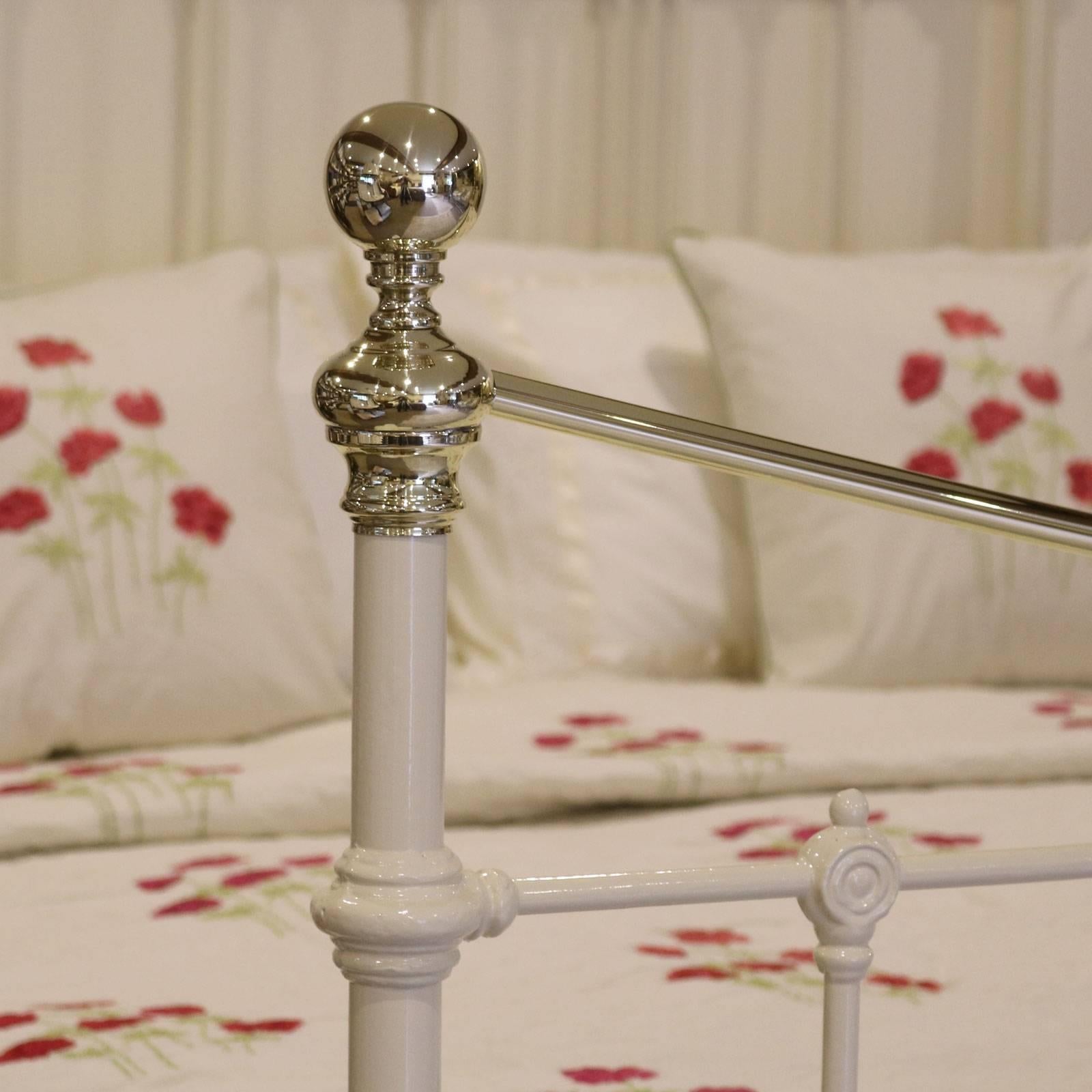 English Art Nouveau Style Brass and Iron Bed