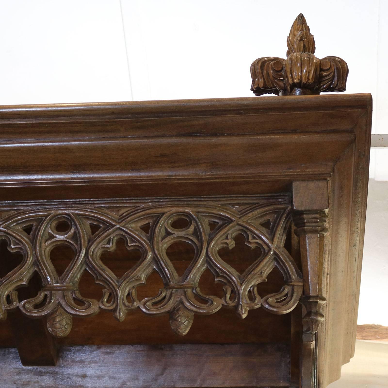 Spanish Gothic Mahogany Half Tester Bed