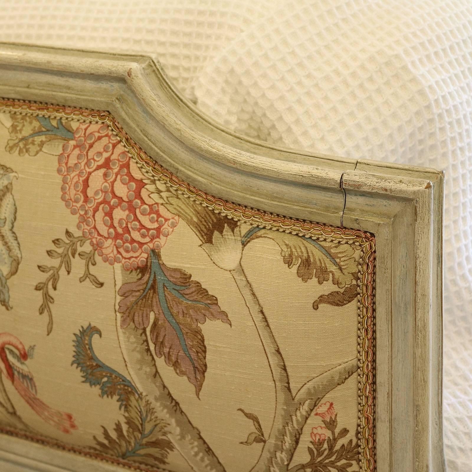 Painted Matching Pair of Twin French Upholstered Beds, WP9