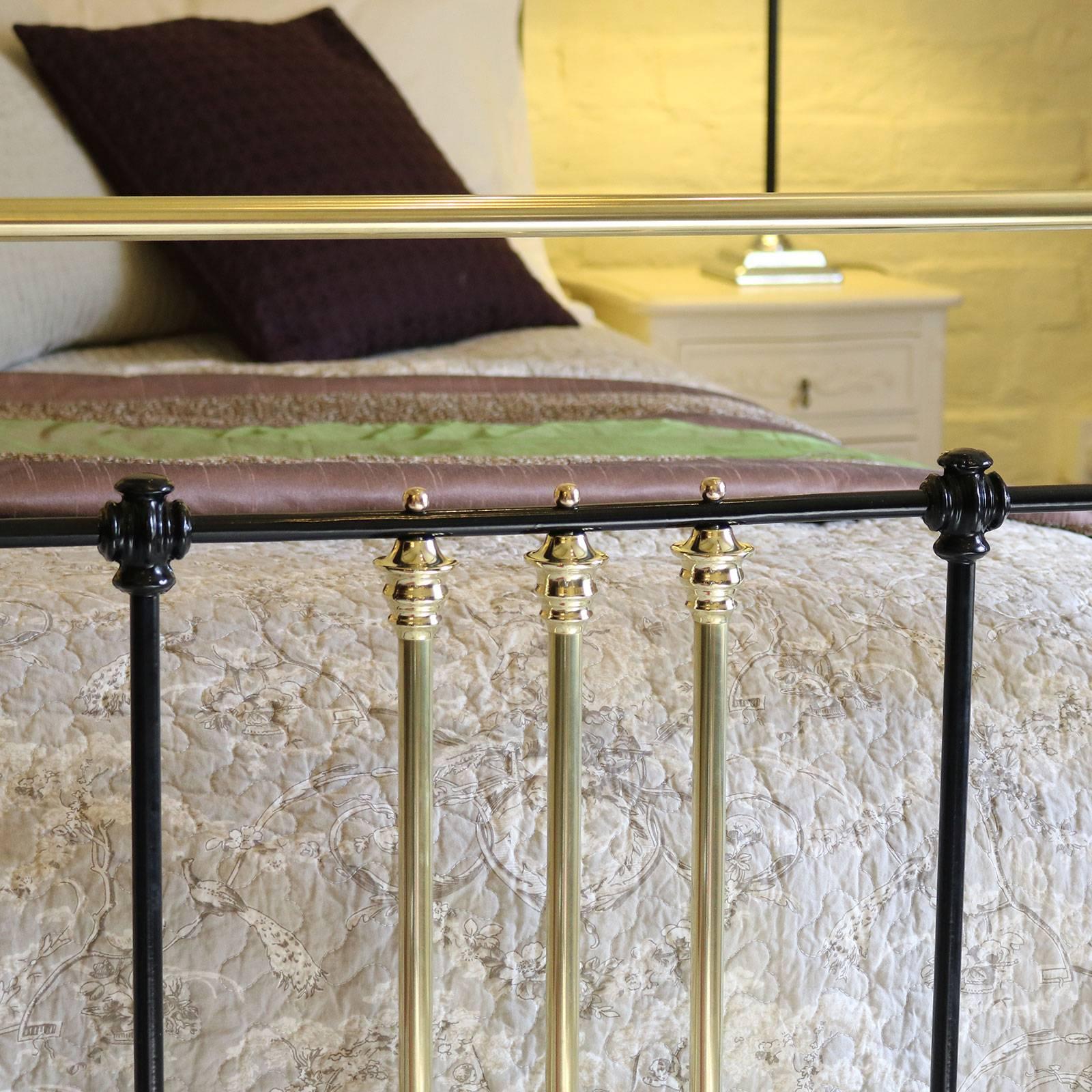 Victorian Wide Brass and Iron Bed in Black, MSK29