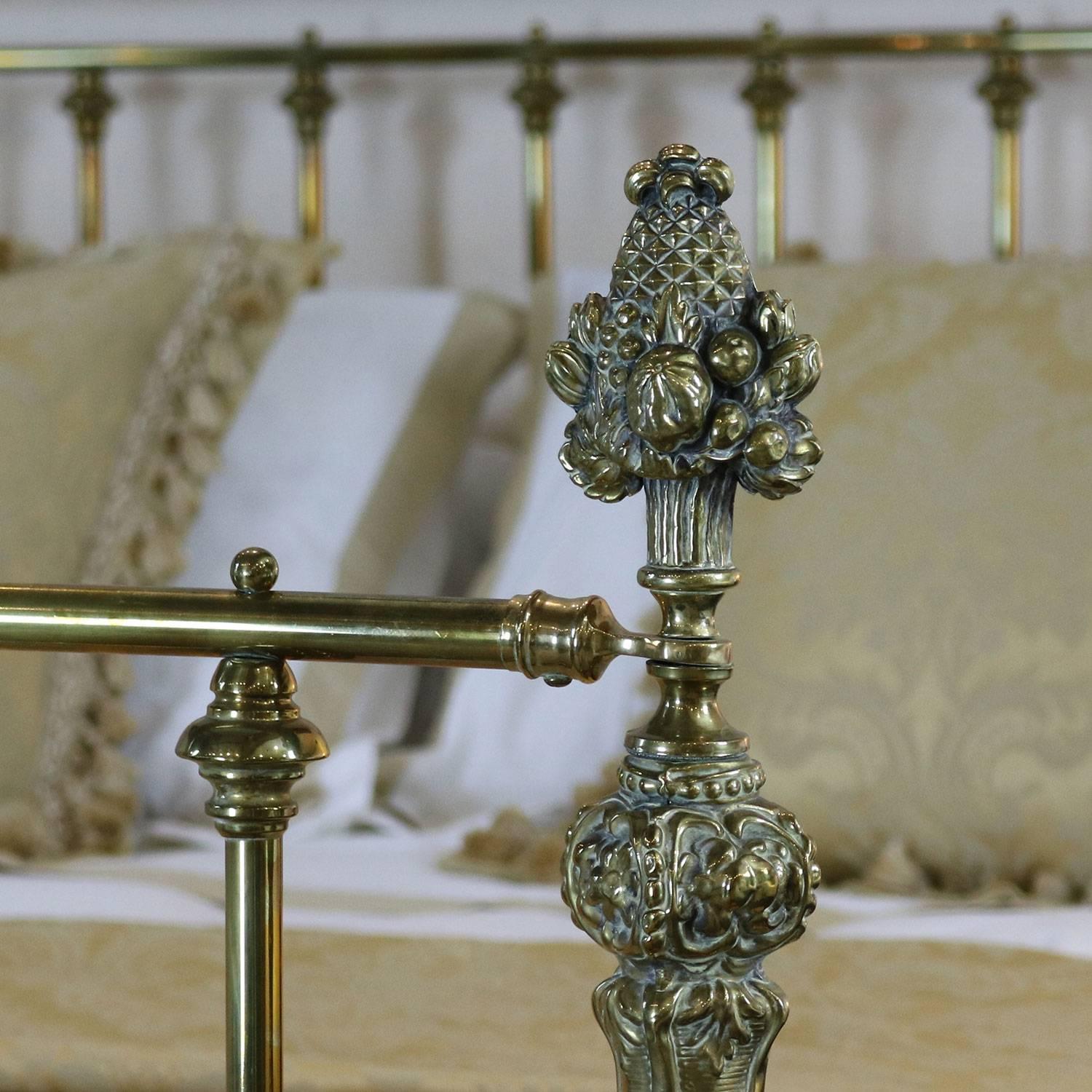 English Brass Bedstead with Decorative Fittings