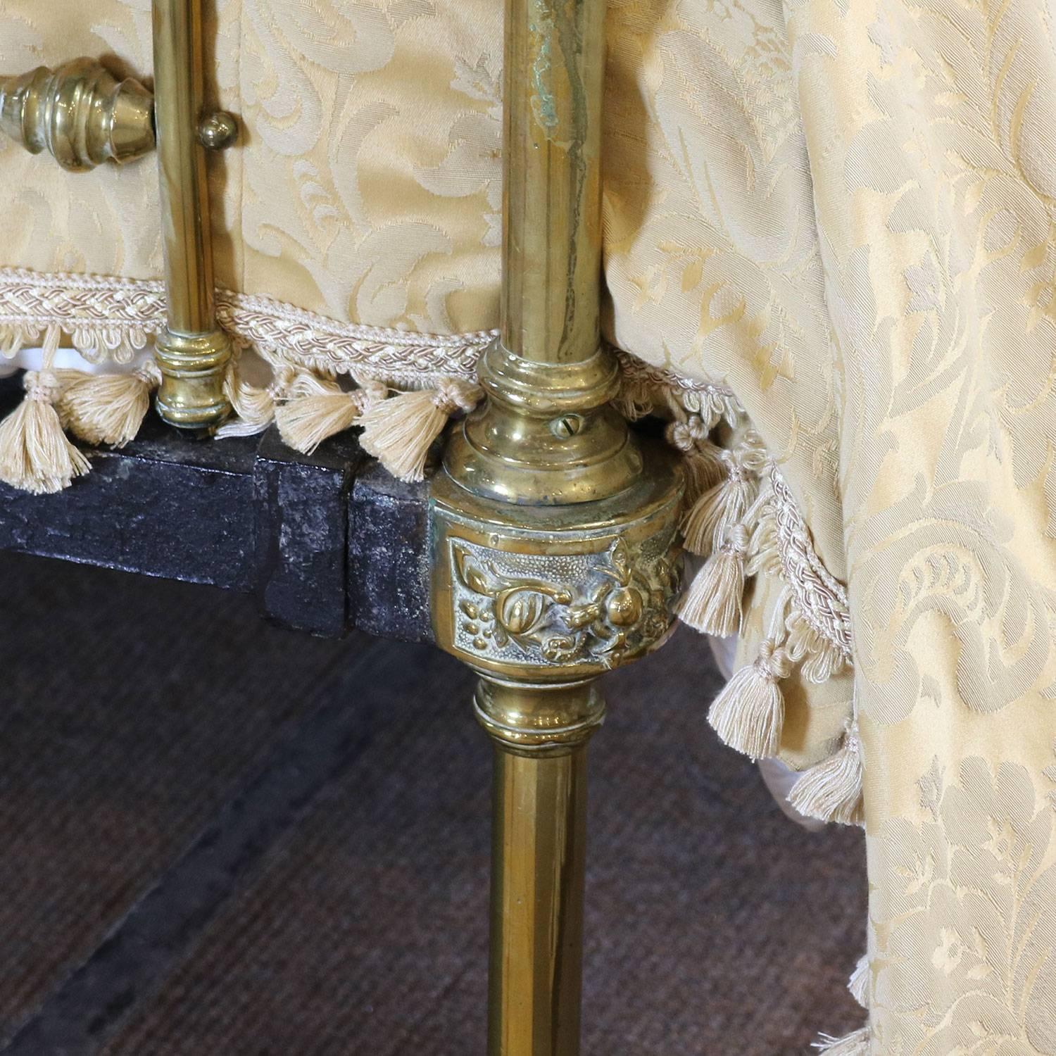 19th Century Brass Bedstead with Decorative Fittings