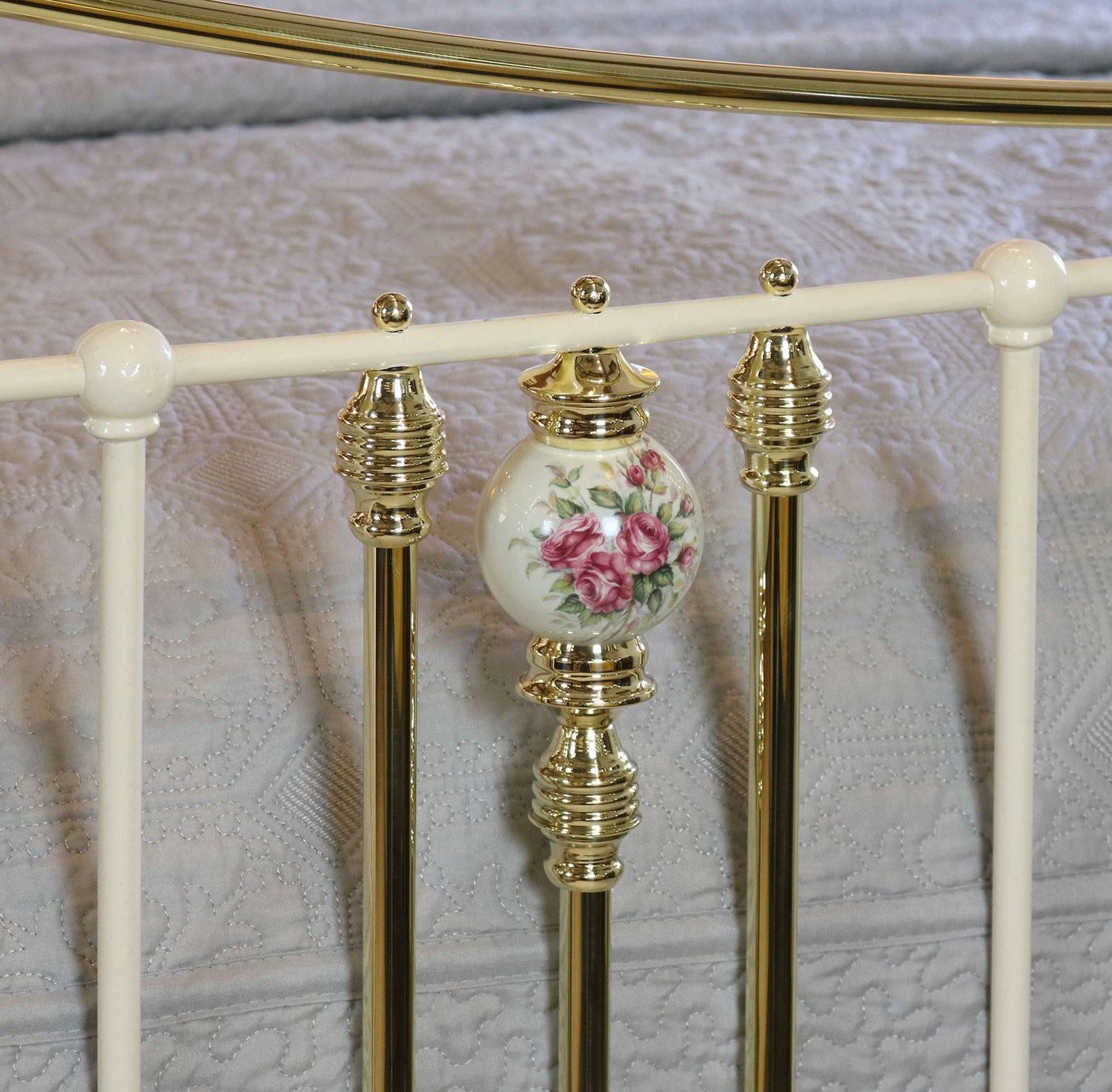 Victorian Cream Bed with China Porcelain Decoration, MK106