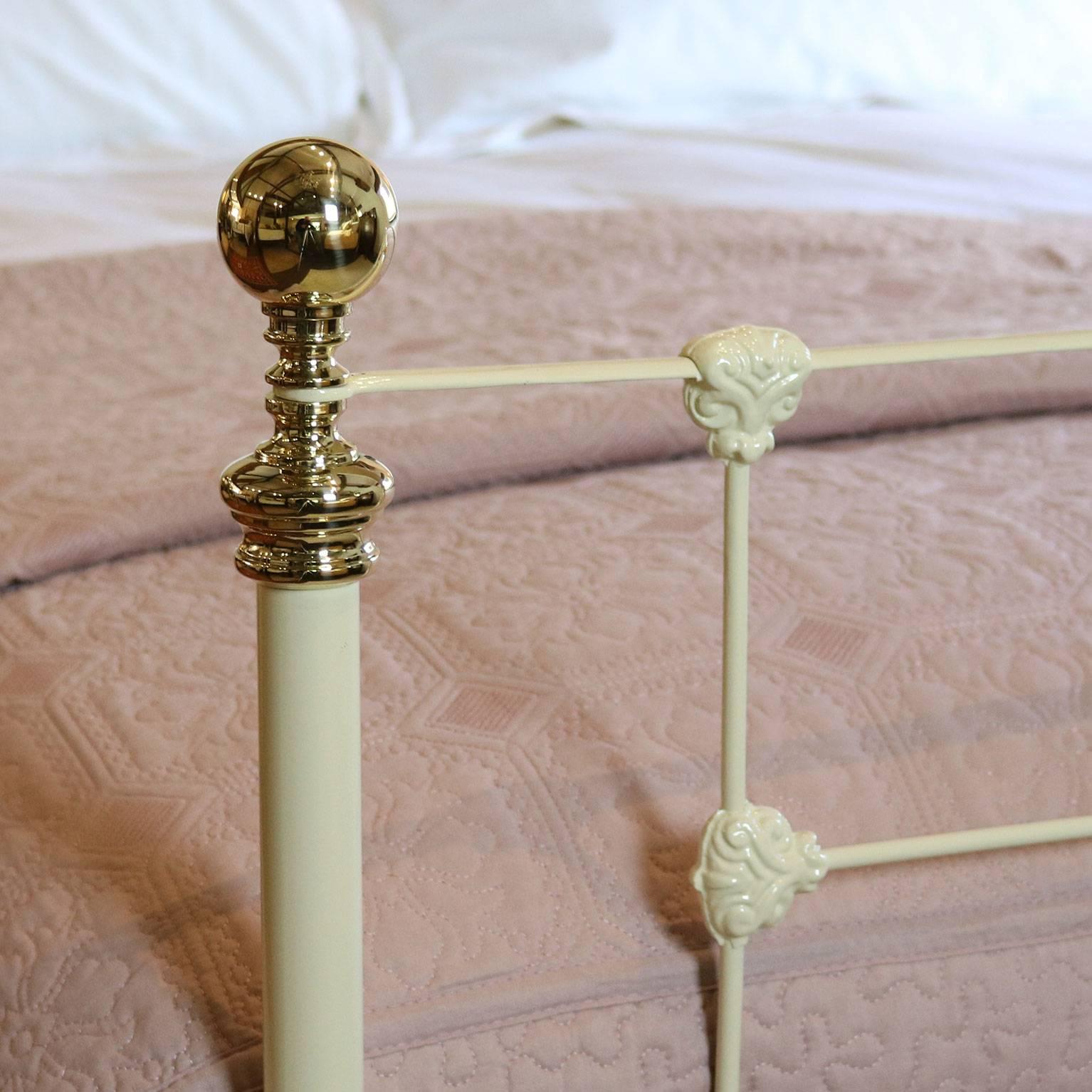 19th Century Cast Iron and Brass Bed MK111