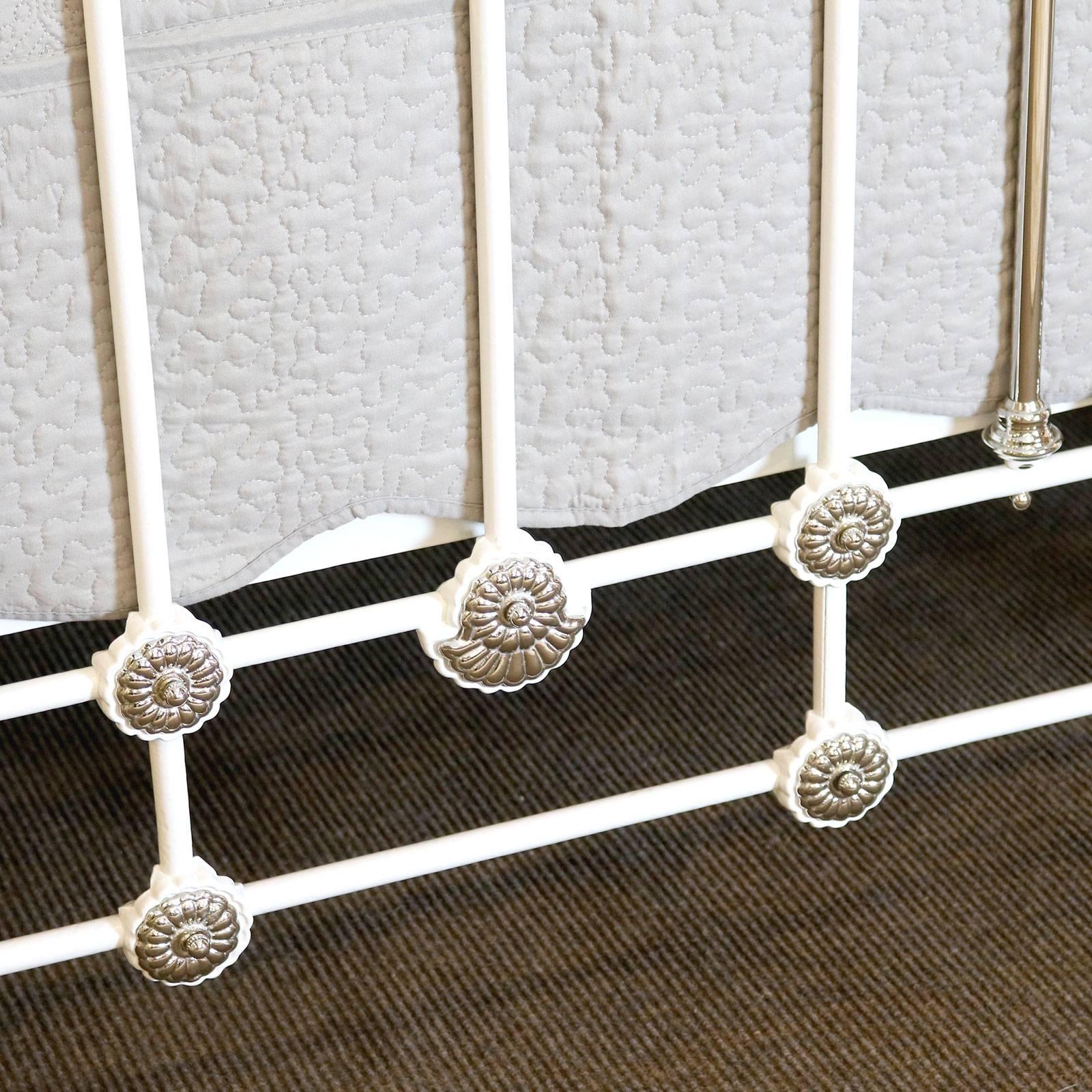 Victorian White Iron and Nickel Plated Wide Bed MSK38