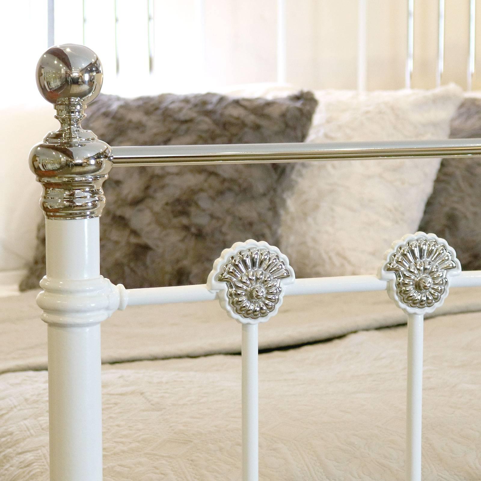 Late 19th Century White Iron and Nickel Plated Wide Bed MSK38