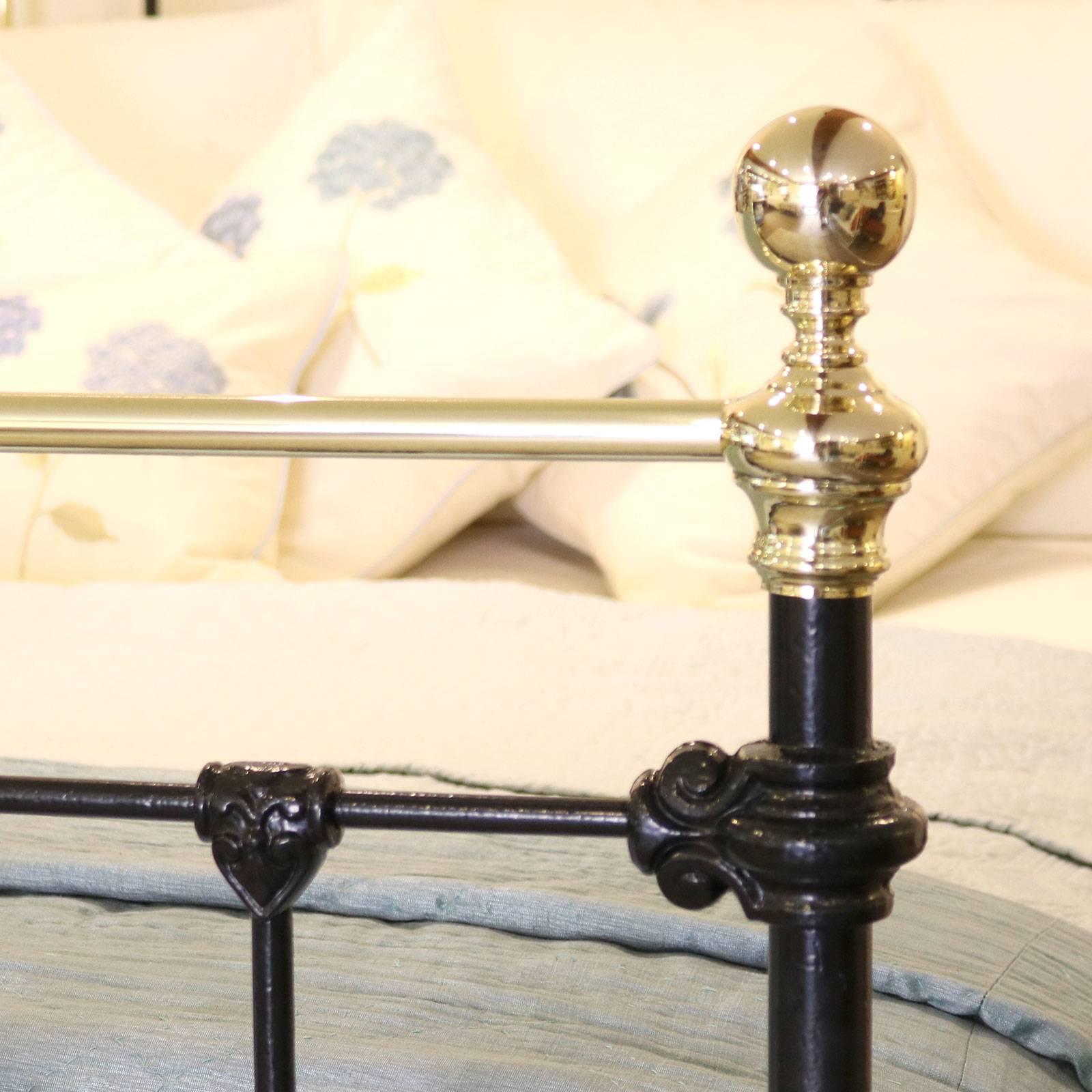 Victorian Brass and Iron Bed in Black, MK113