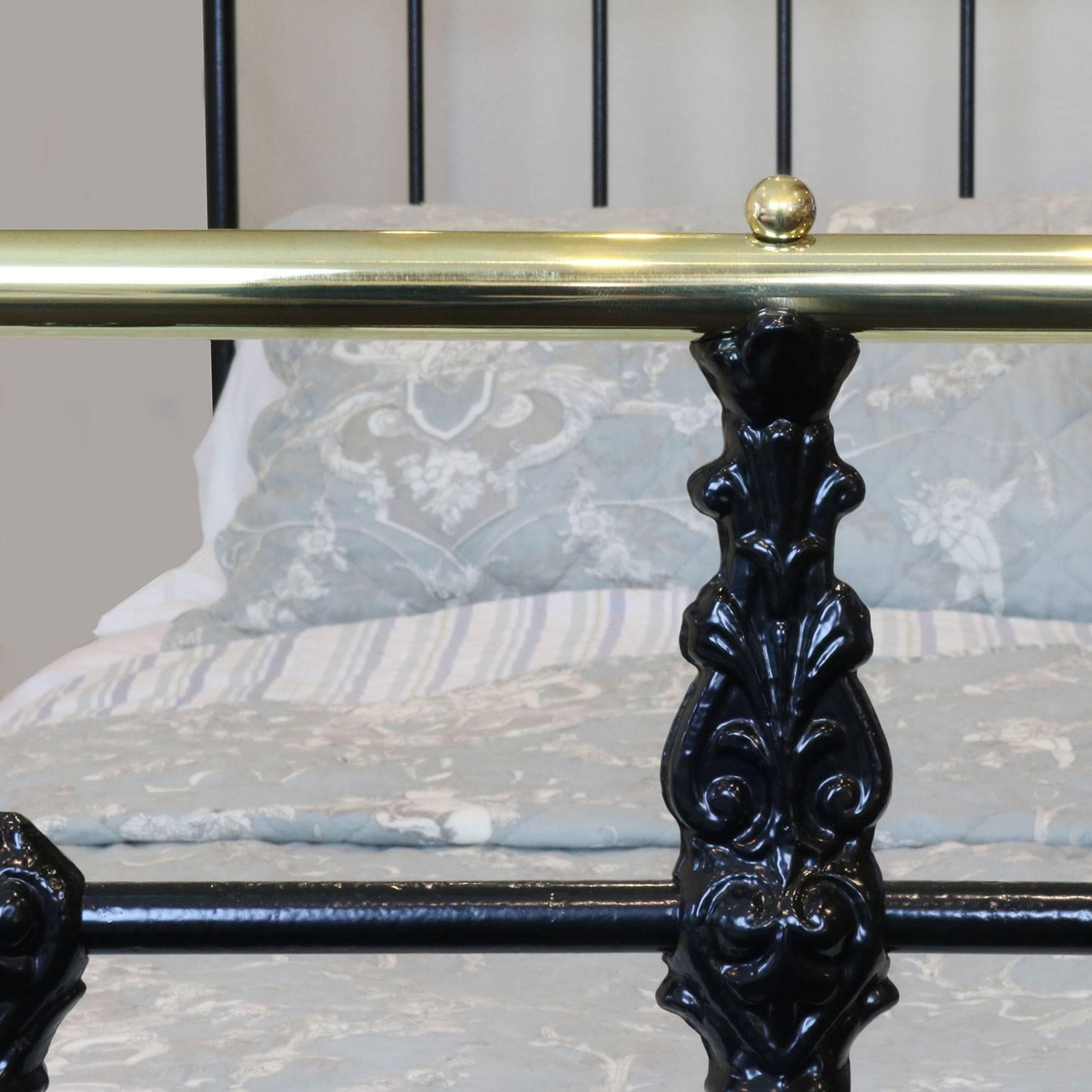 Late Victorian Single Brass and Iron Bed in Black MS25