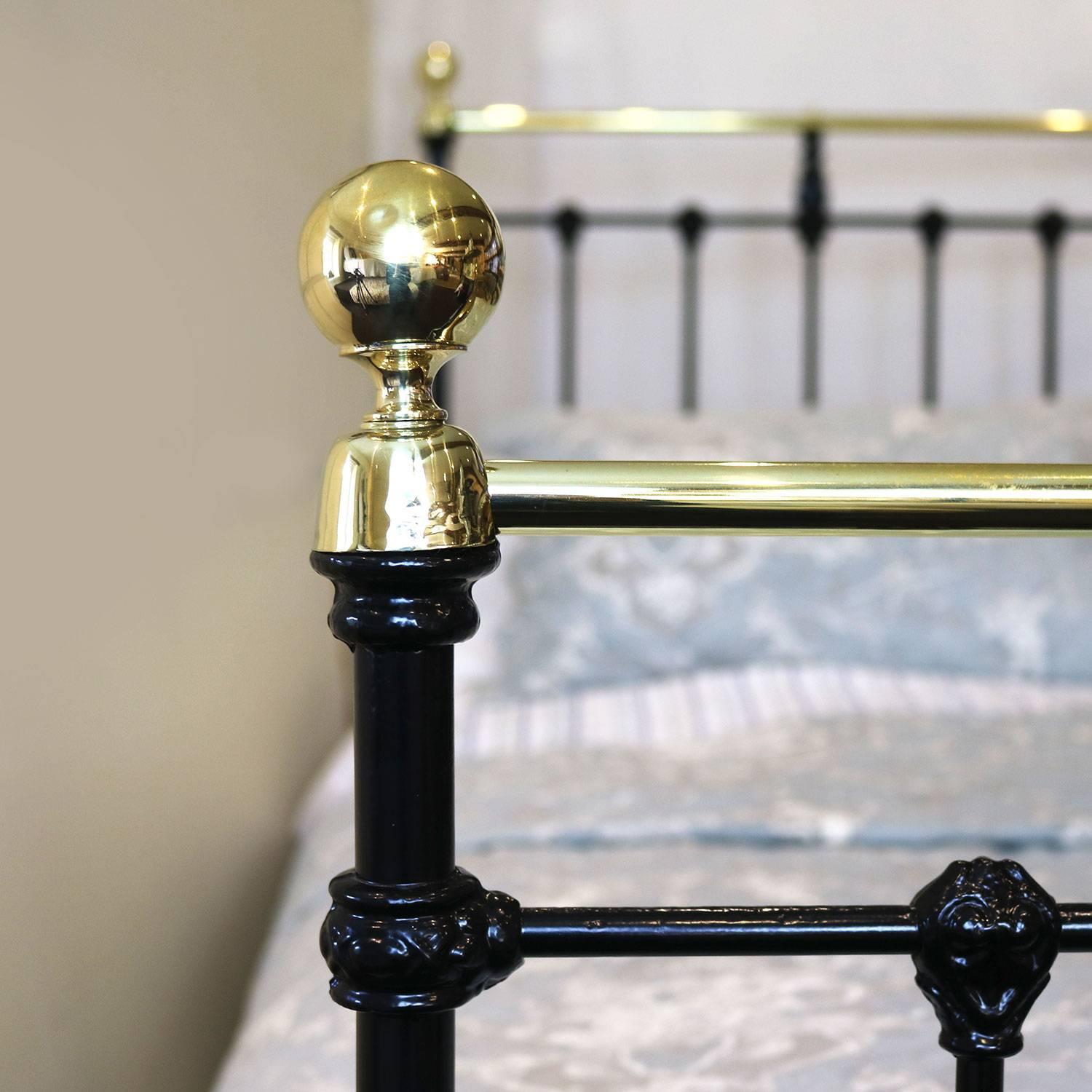 English Single Brass and Iron Bed in Black MS25