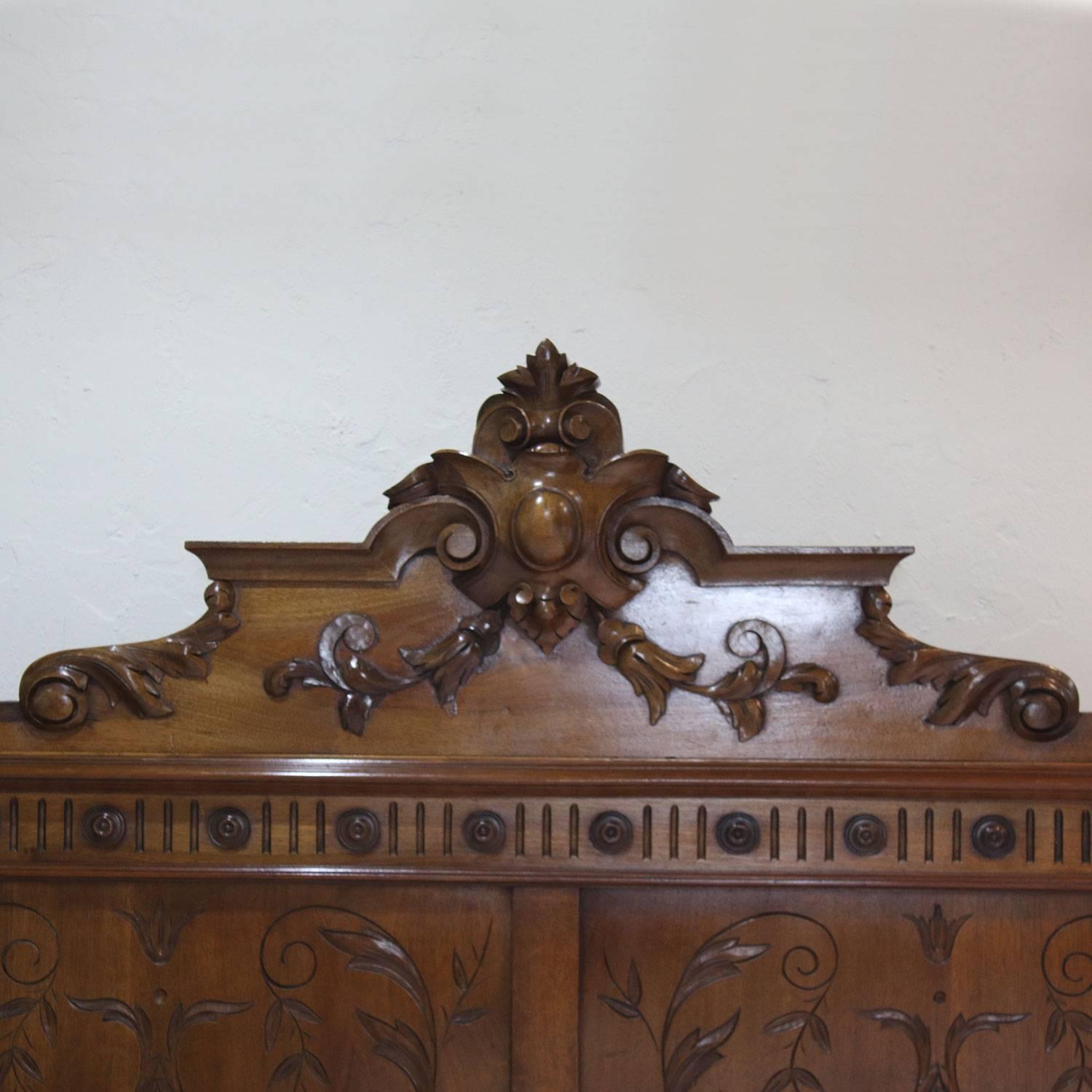19th Century Carved Walnut Renaissance Style Bed, WK88