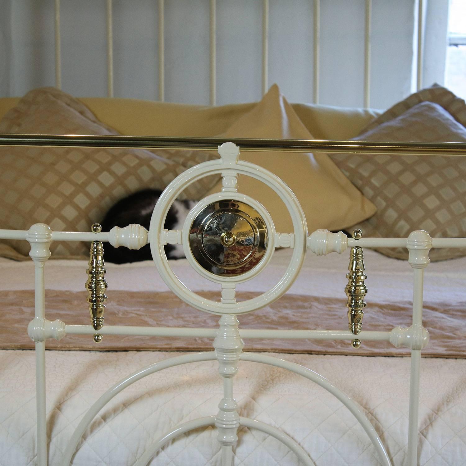 Victorian Decorative Cream Brass and Iron Bed, MK133