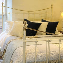 Brass and Iron Bed in Cream, MK131