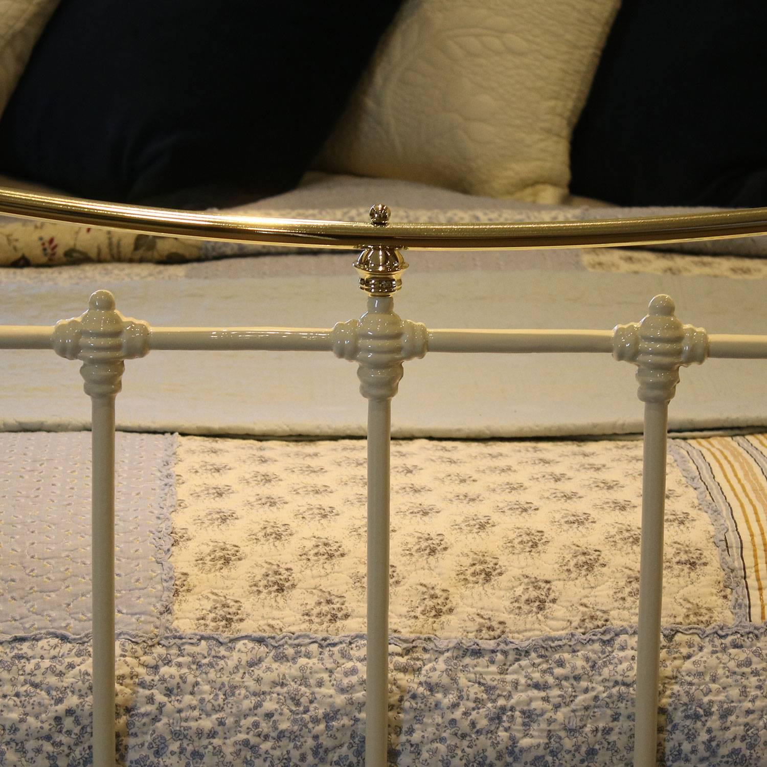 English Brass and Iron Bed in Cream, MK131